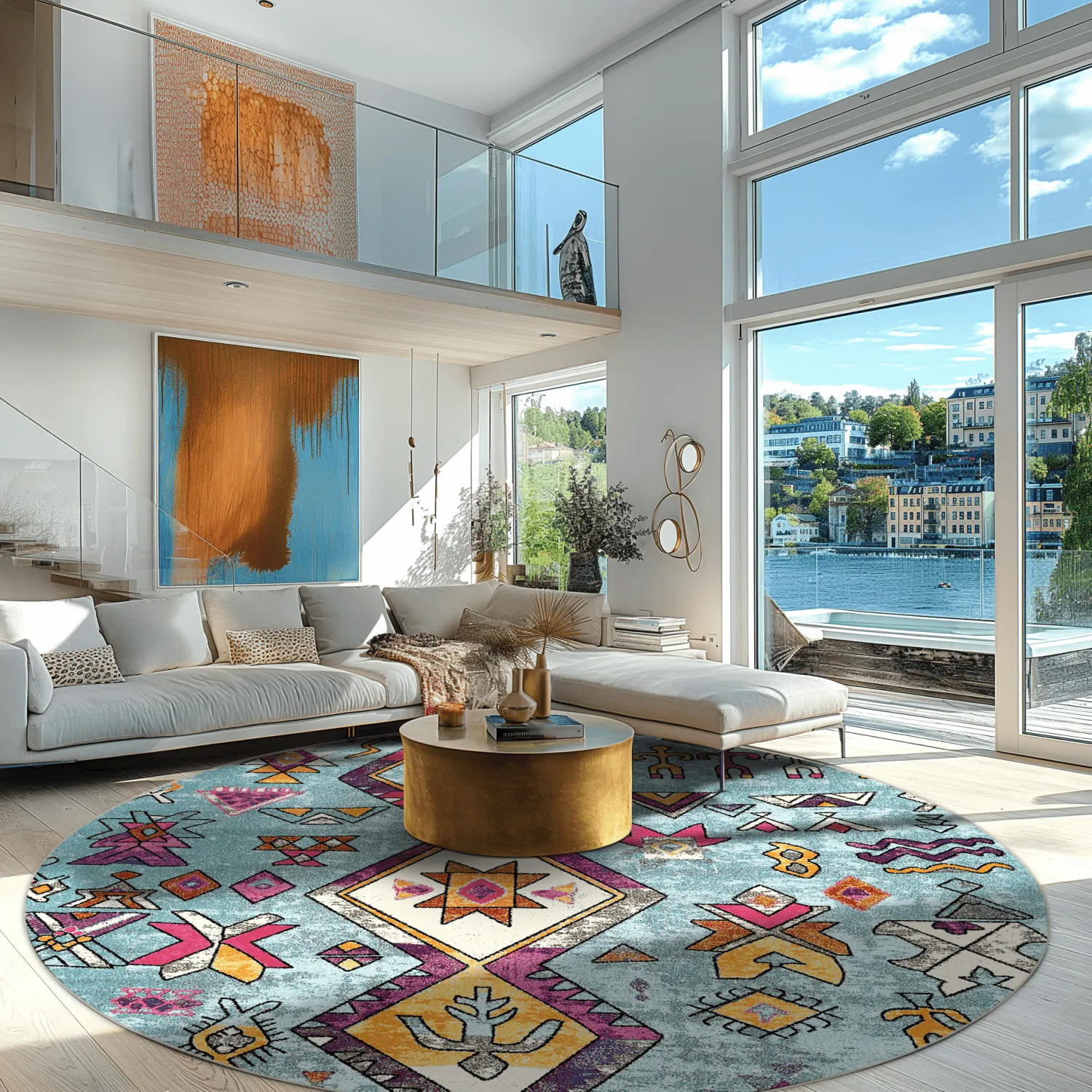 Round rug - Misare (blue/multi)