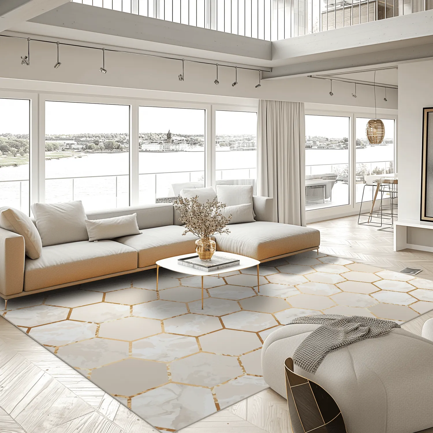 Wilton rug - Morino (beige/white/gold)