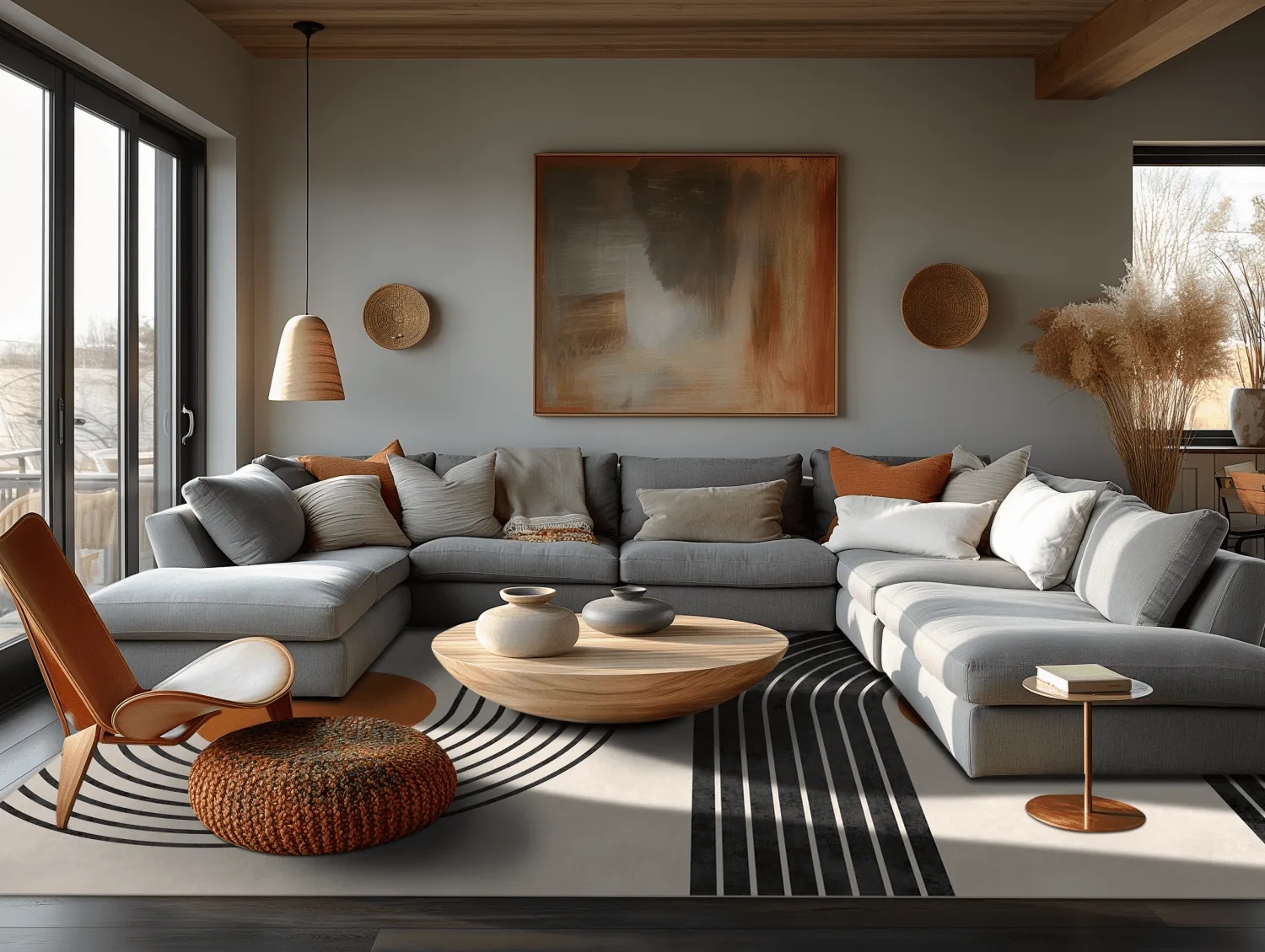 Wilton rug - Moudania (beige/black/orange)