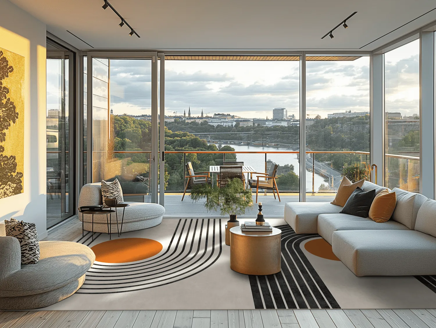 Wilton rug - Moudania (beige/black/orange)
