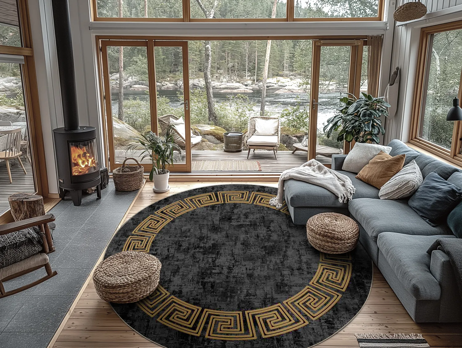 Round rug - Myra (black/gold)