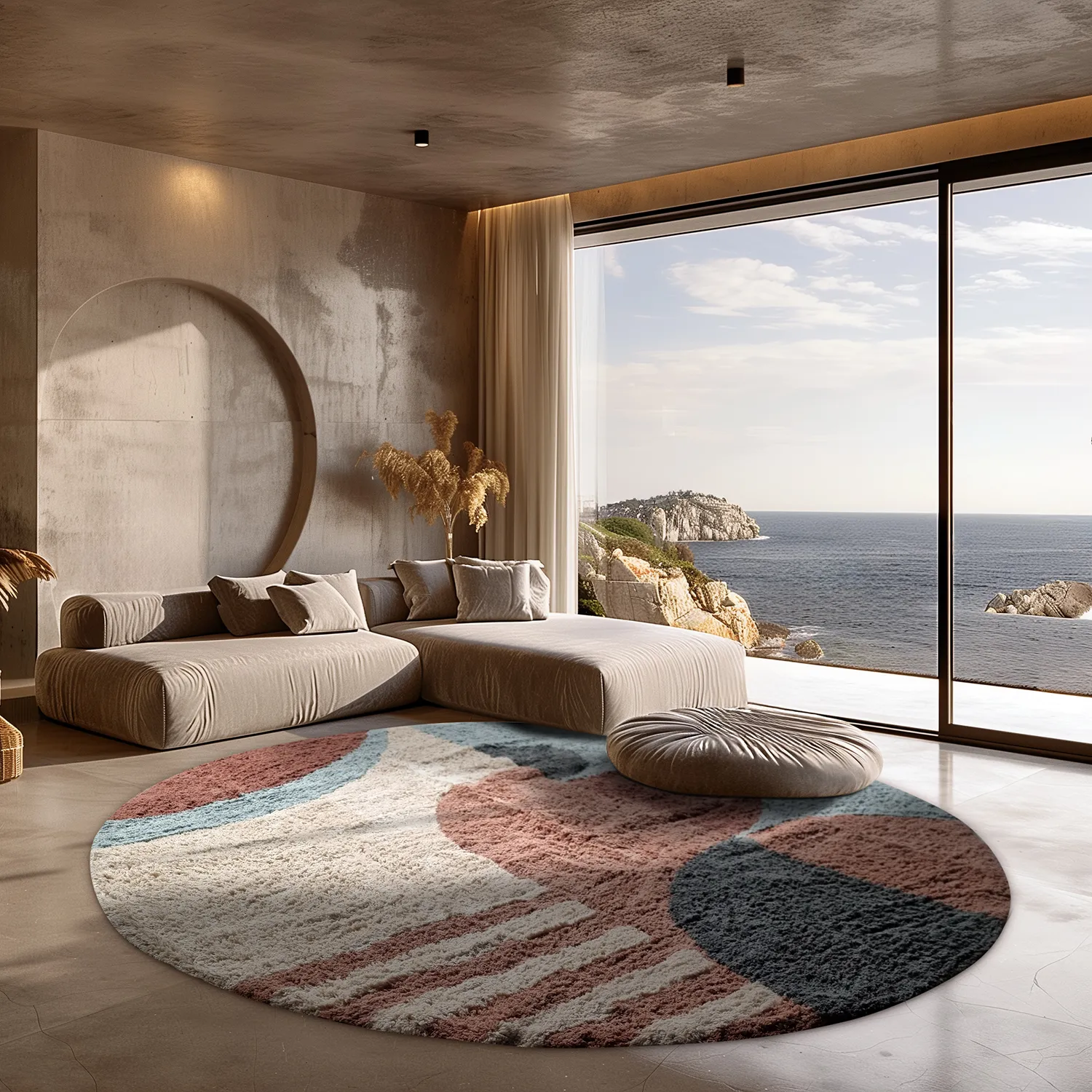 Round rug - Osmery Natural Cotton Shaggy (multi)