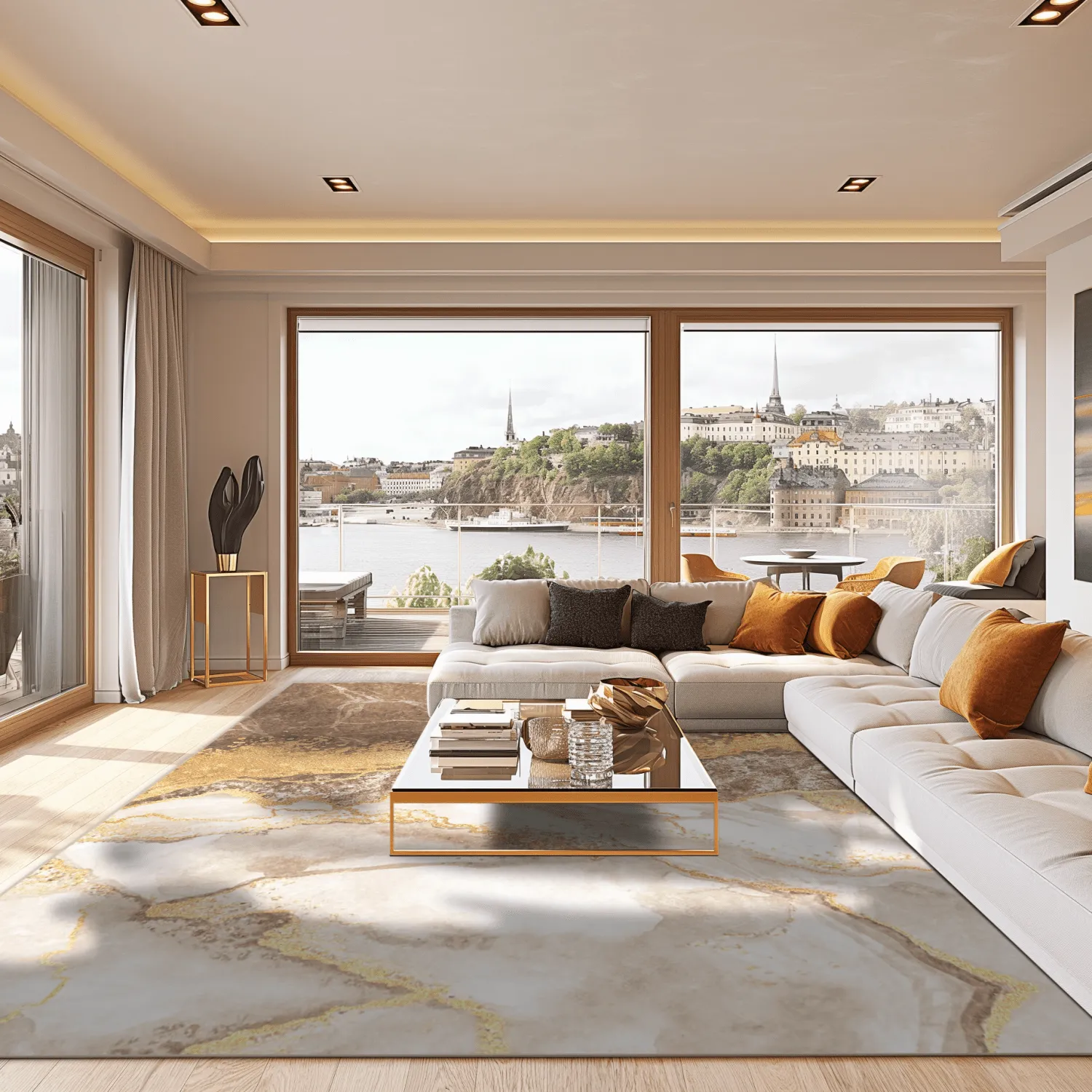 Wilton rug - Padova (brown/white/gold)