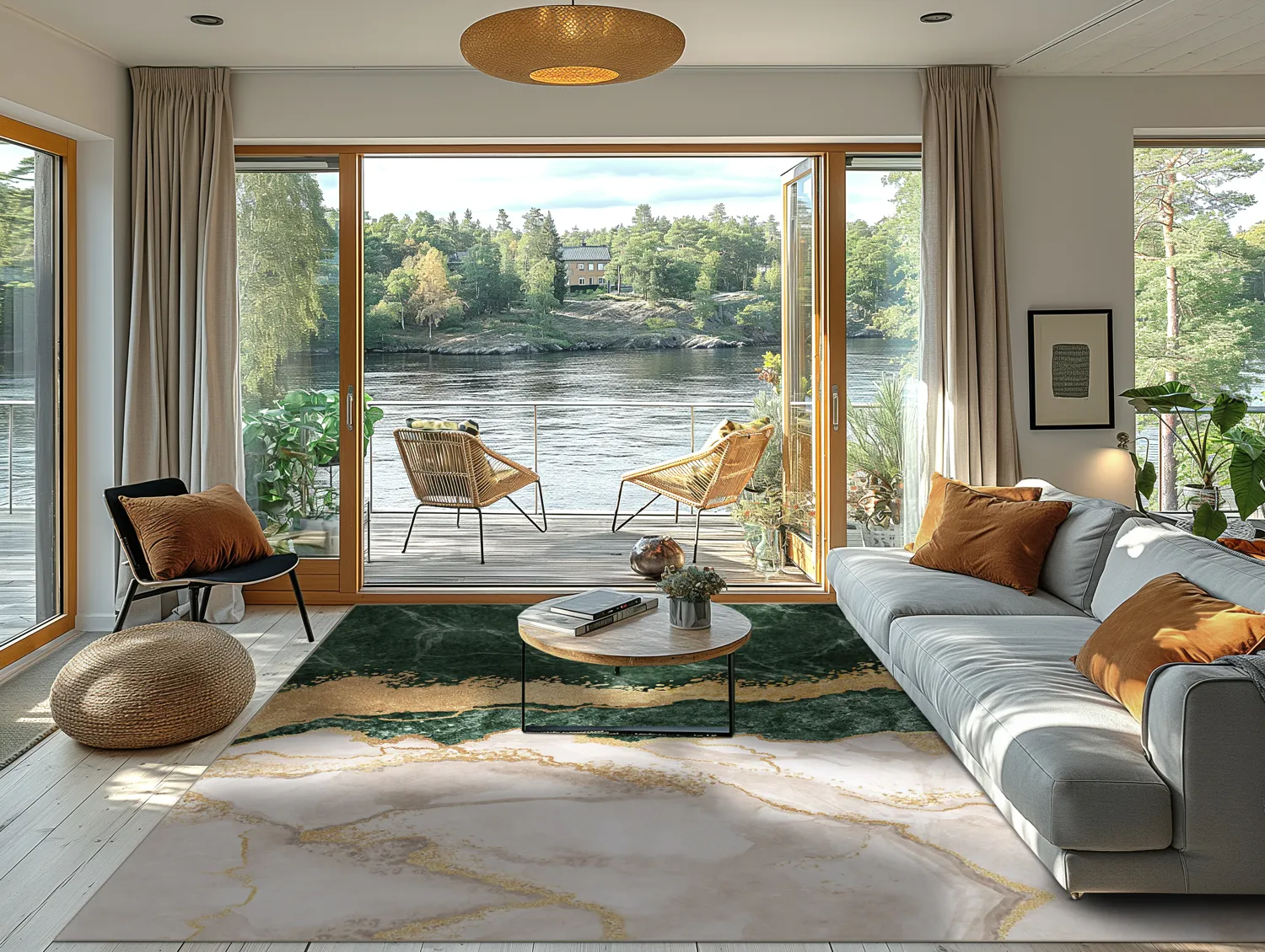 Wilton rug - Padova (green/white/gold)