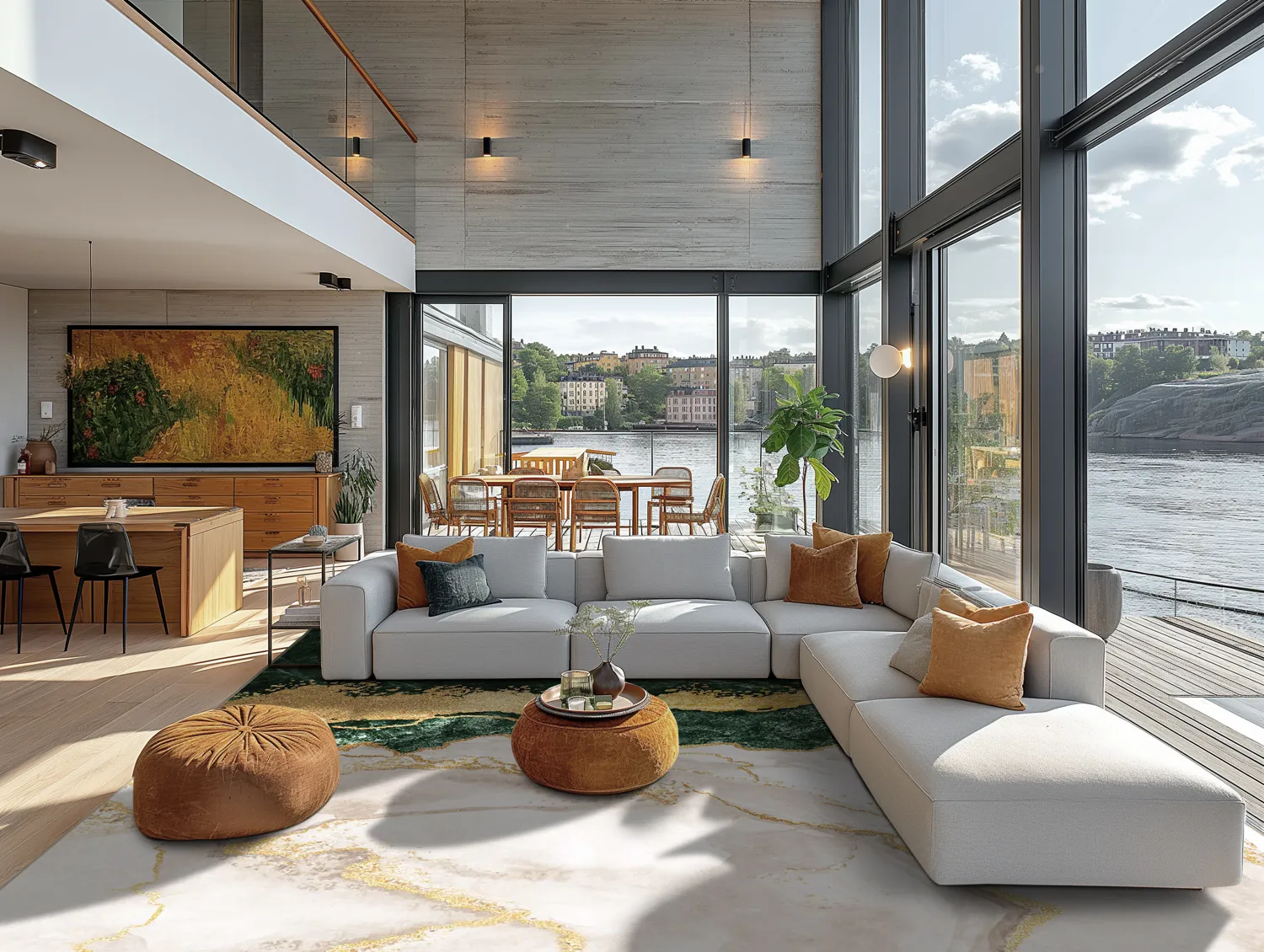 Wilton rug - Padova (green/white/gold)