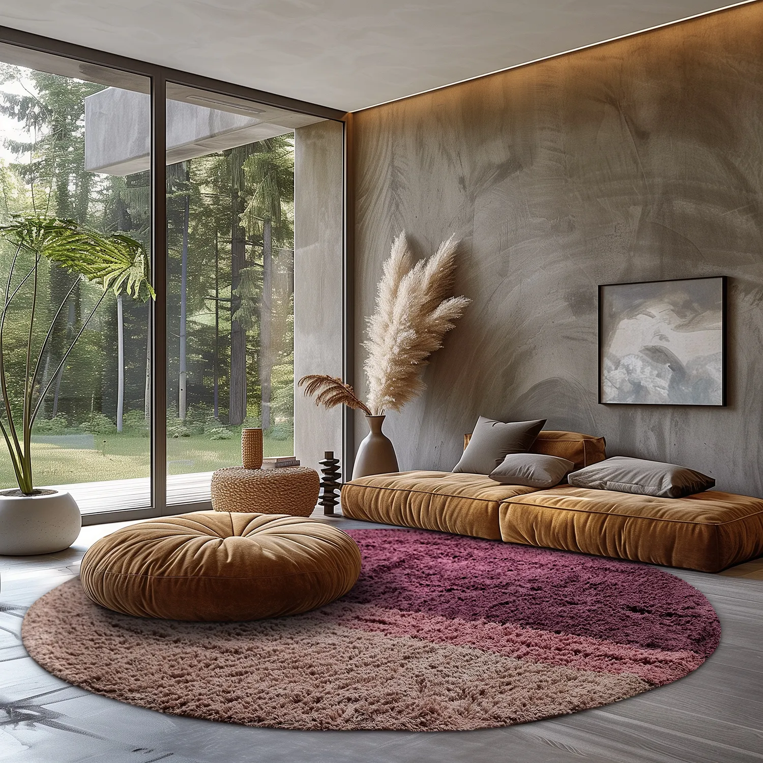 Round rug - Pione Natural Cotton Shaggy (pink)