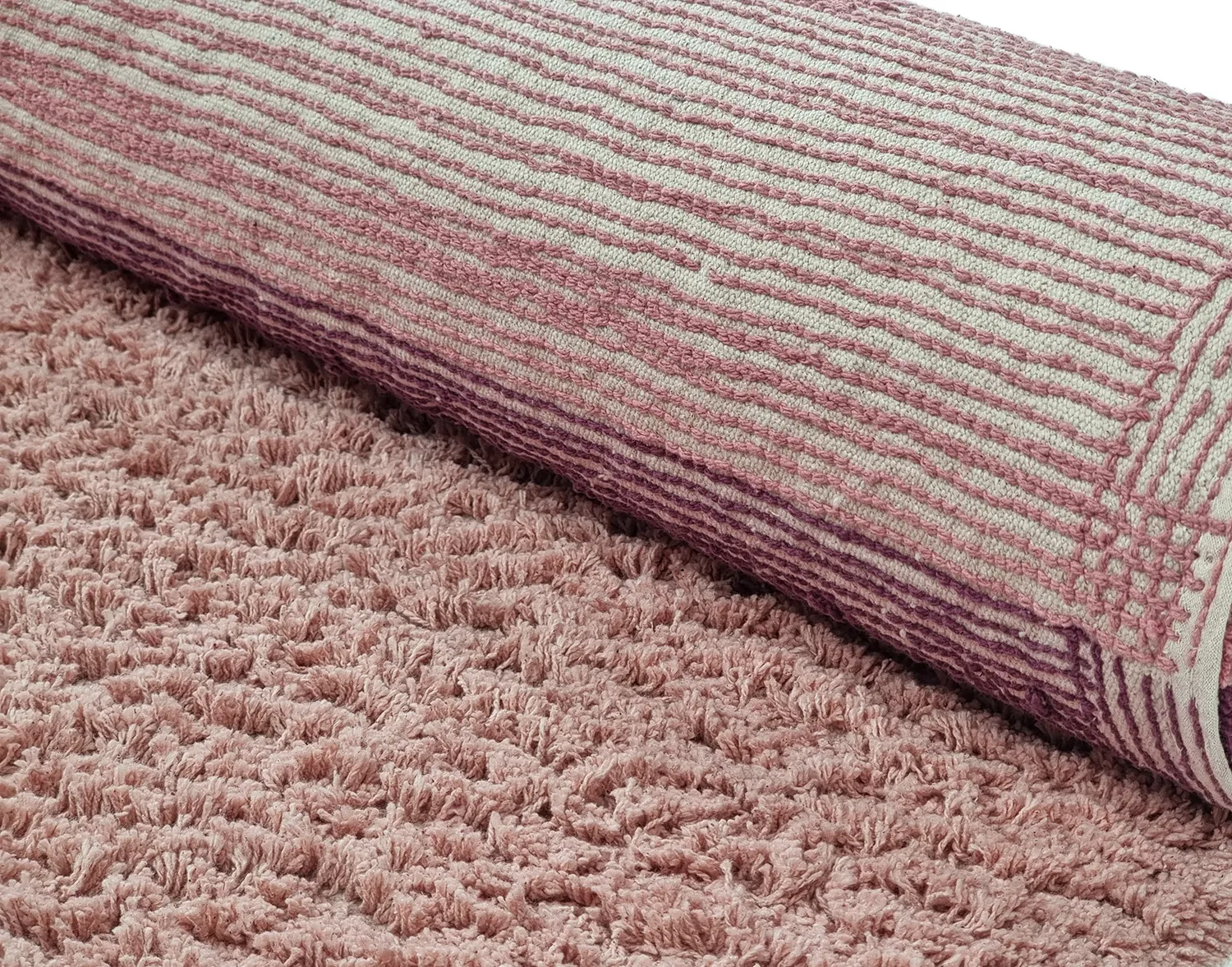 Round rug - Pione Natural Cotton Shaggy (pink)