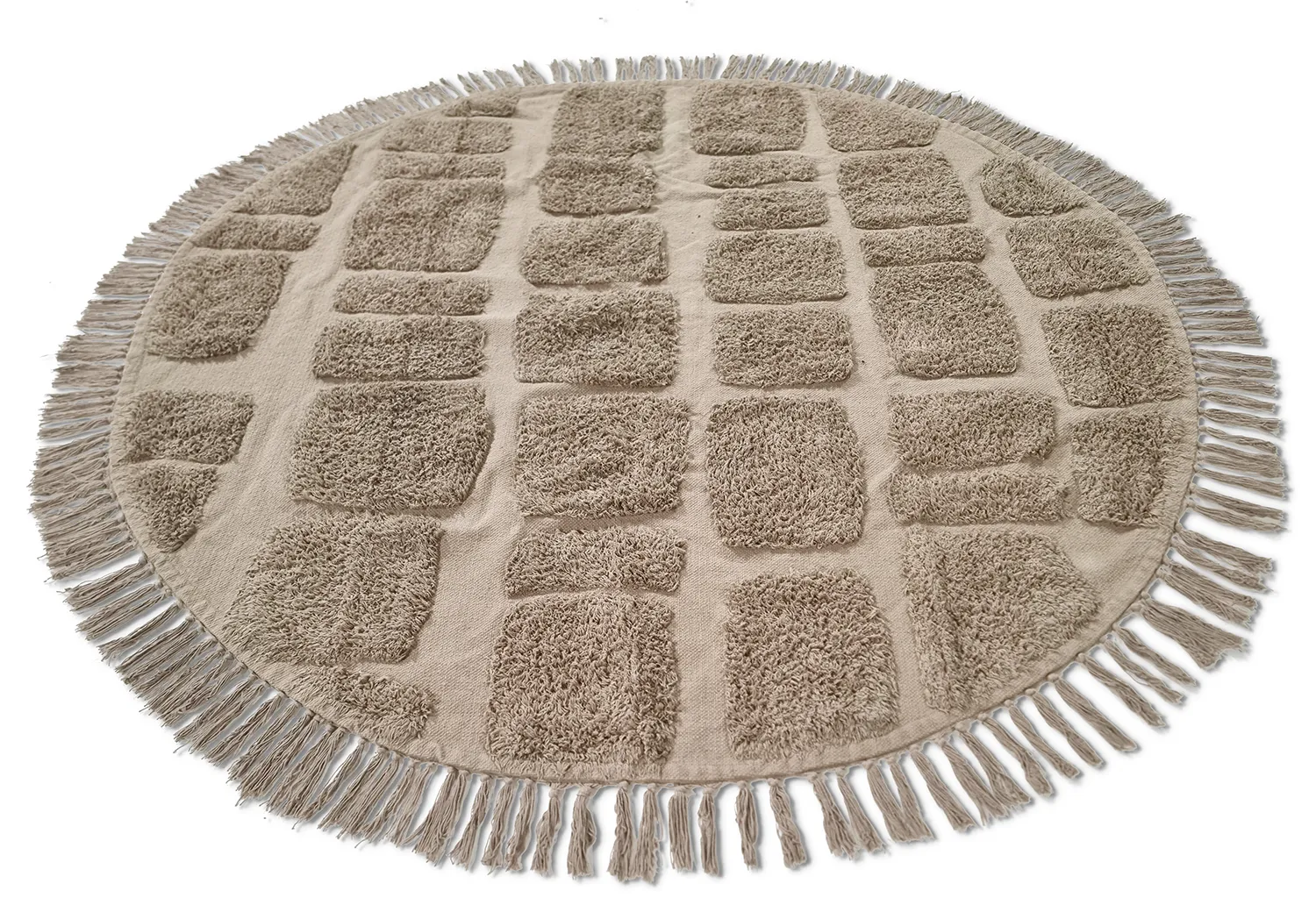 Round rug - Salem Natural Cotton Shaggy (taupe)