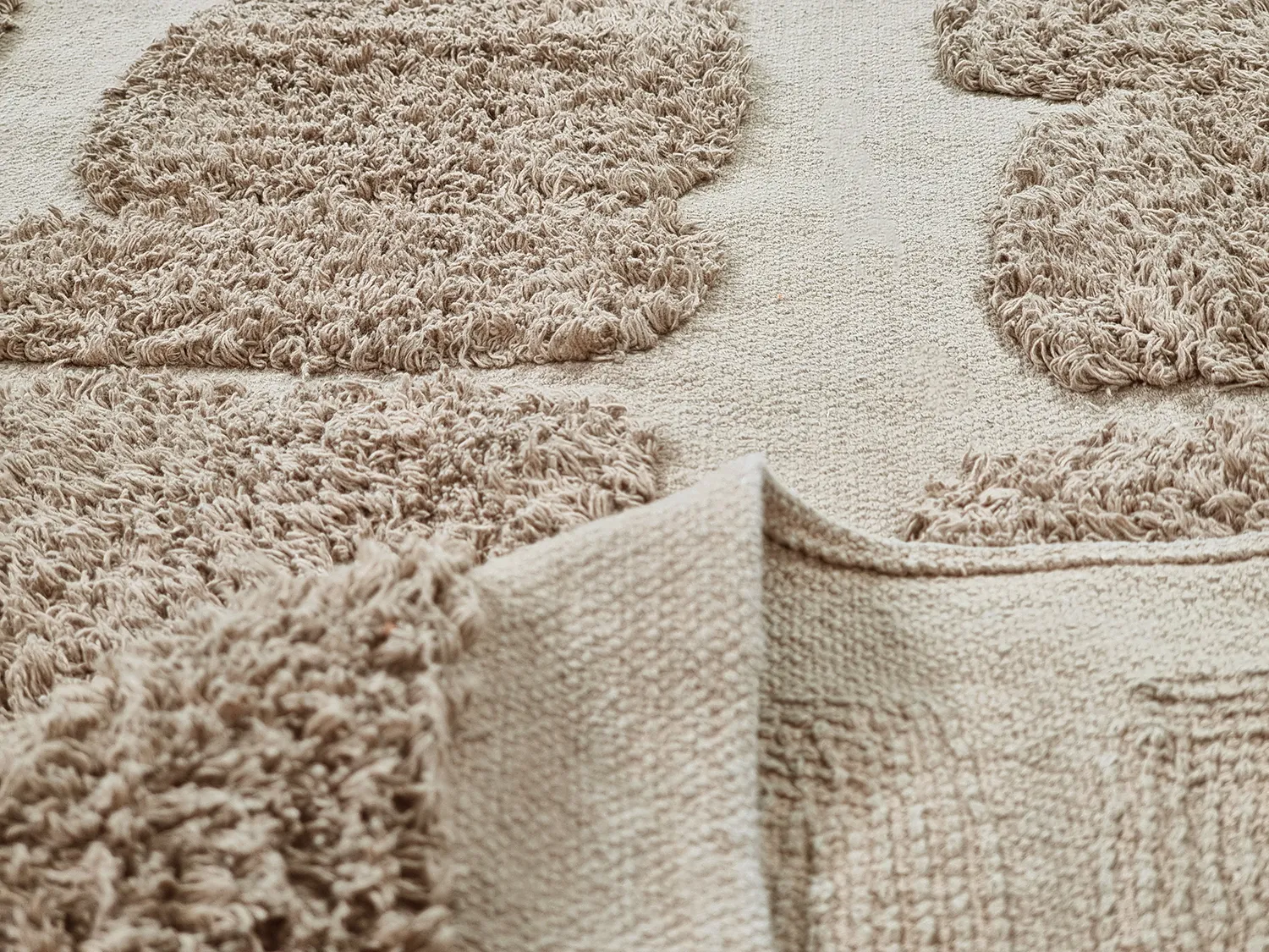Round rug - Salem Natural Cotton Shaggy (taupe)
