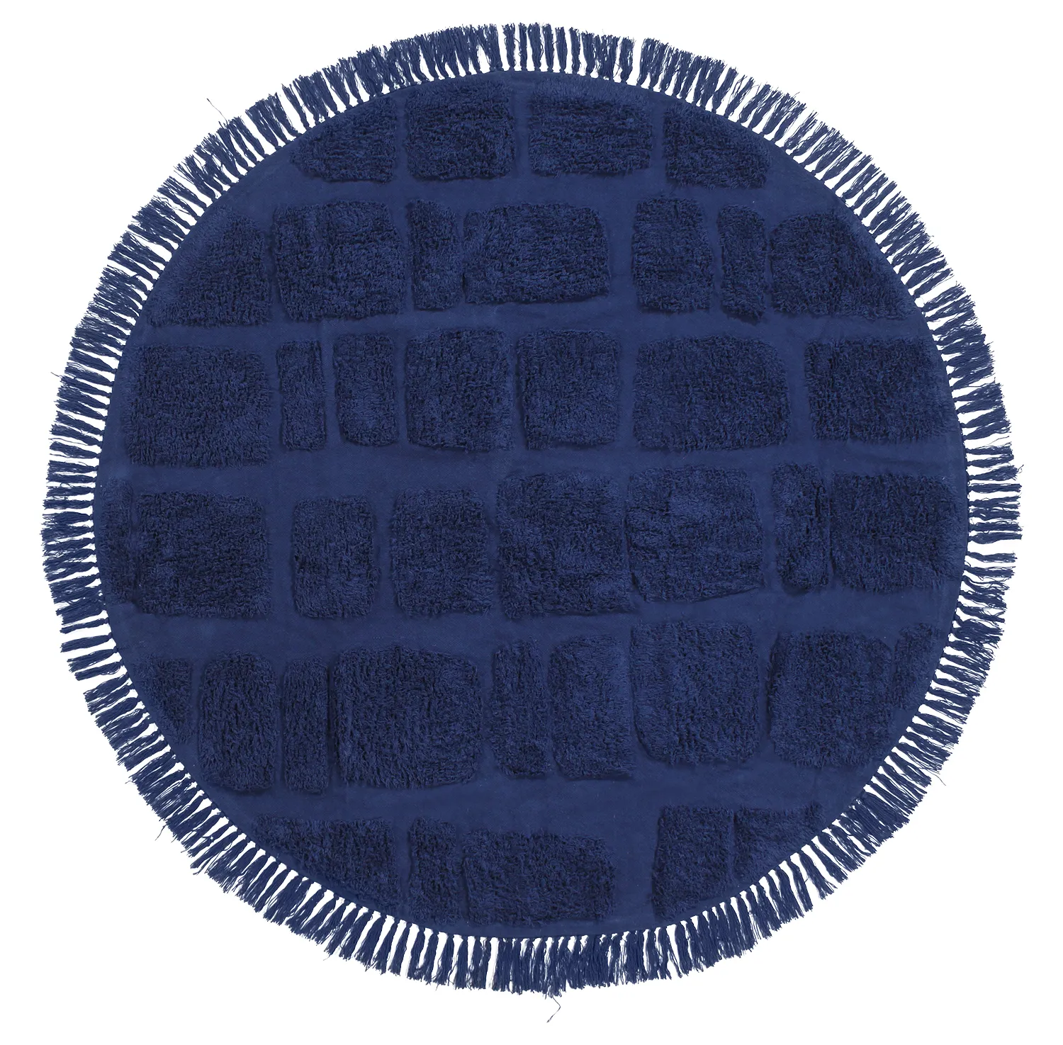 Round rug - Salem Natural Cotton Shaggy (dark blue)
