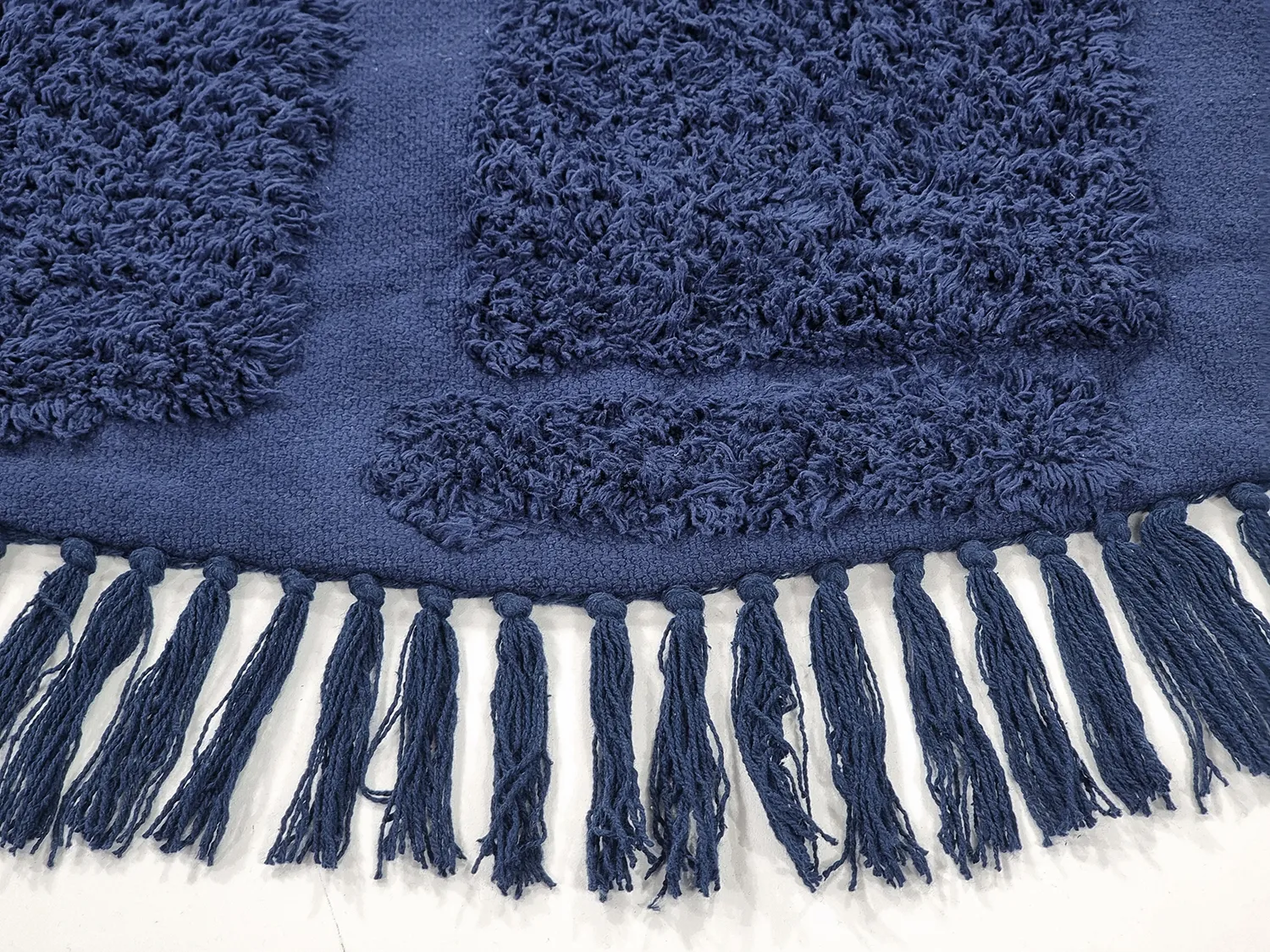 Round rug - Salem Natural Cotton Shaggy (dark blue)
