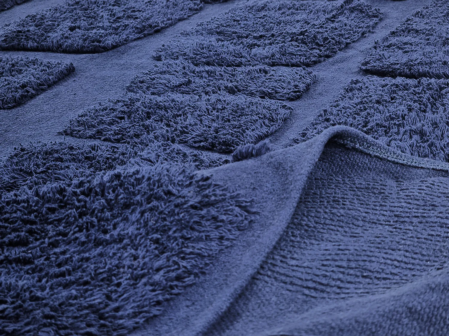 Round rug - Salem Natural Cotton Shaggy (dark blue)