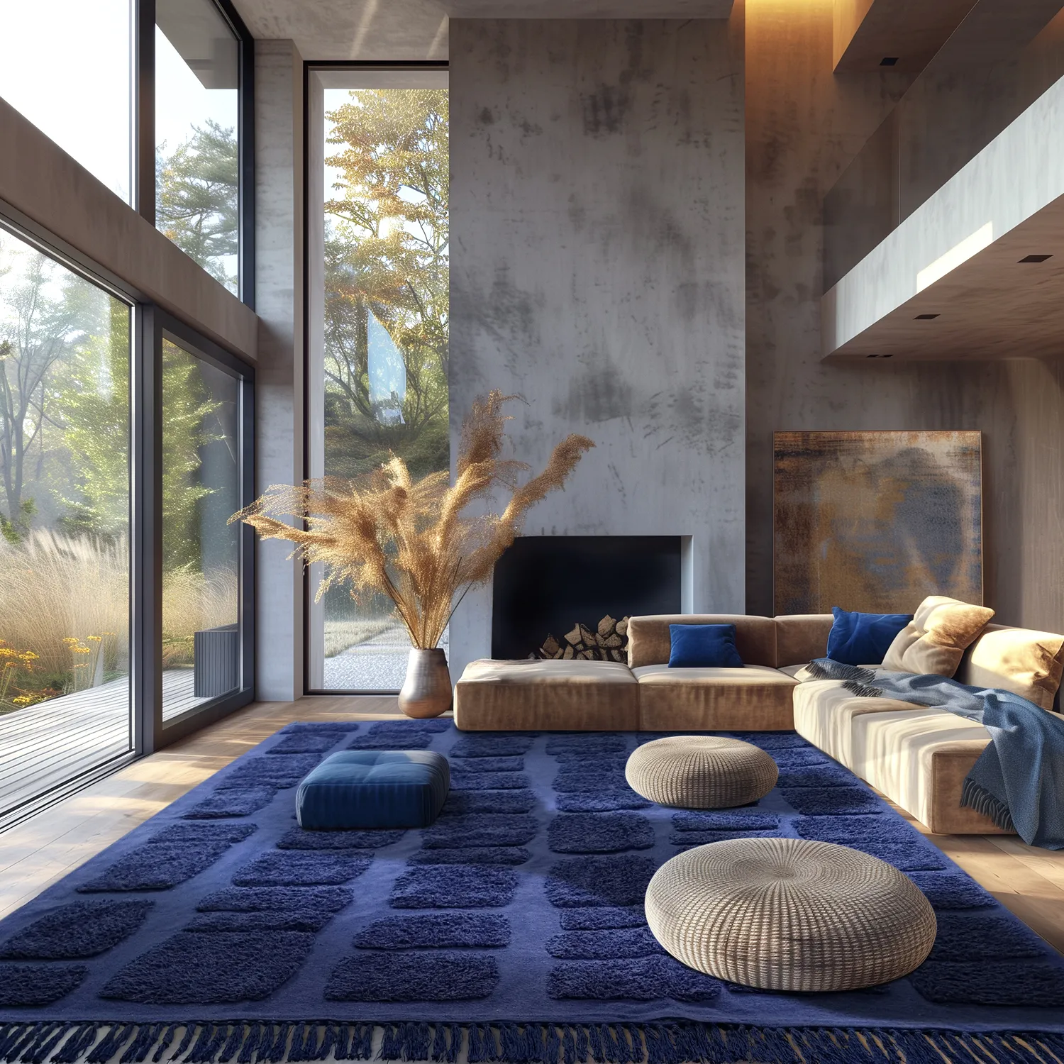 Shaggy rugs - Salem Natural Cotton Shaggy (dark blue)