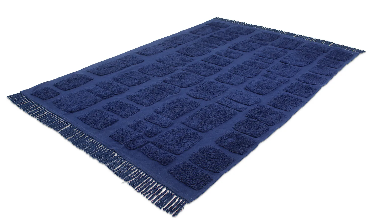 Shaggy rugs - Salem Natural Cotton Shaggy (dark blue)