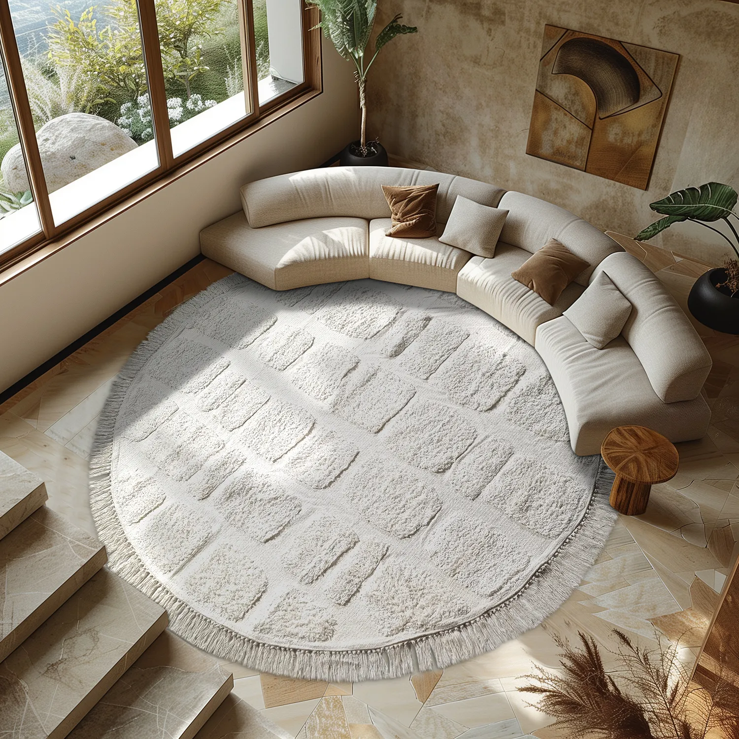 Round rug - Salem Natural Cotton Shaggy (offwhite)
