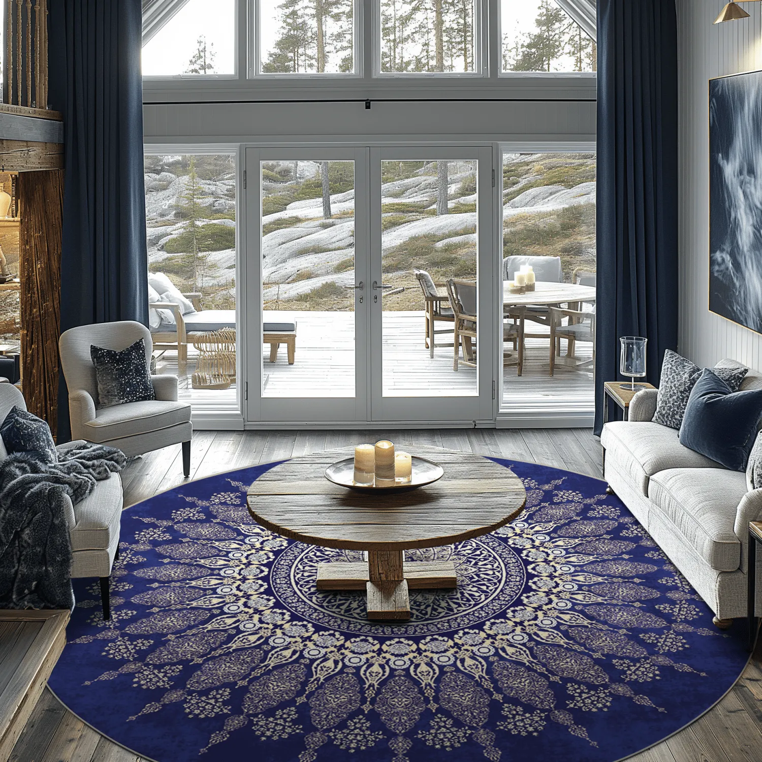 Round rug - Sandrigo (blue/beige)