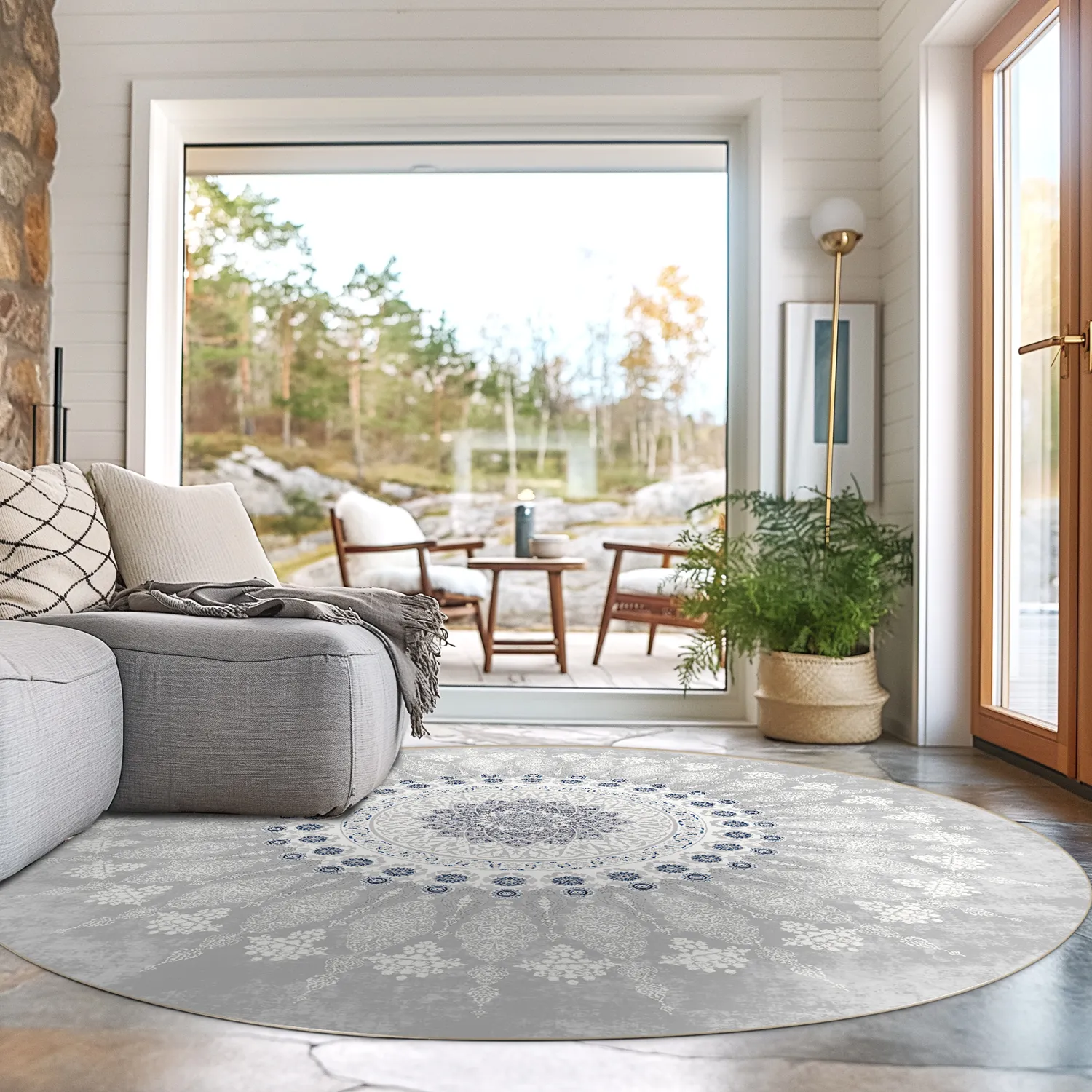 Round rug - Sandrigo (grey/white)
