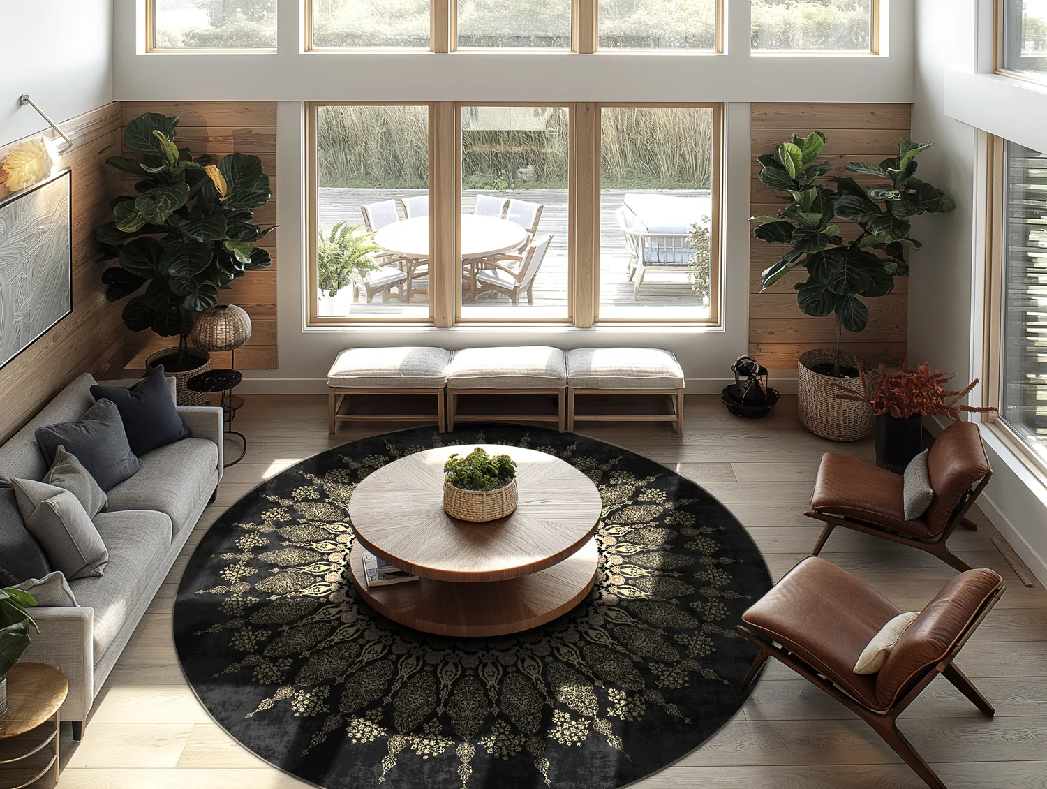 Round rug - Sandrigo (black/gold)