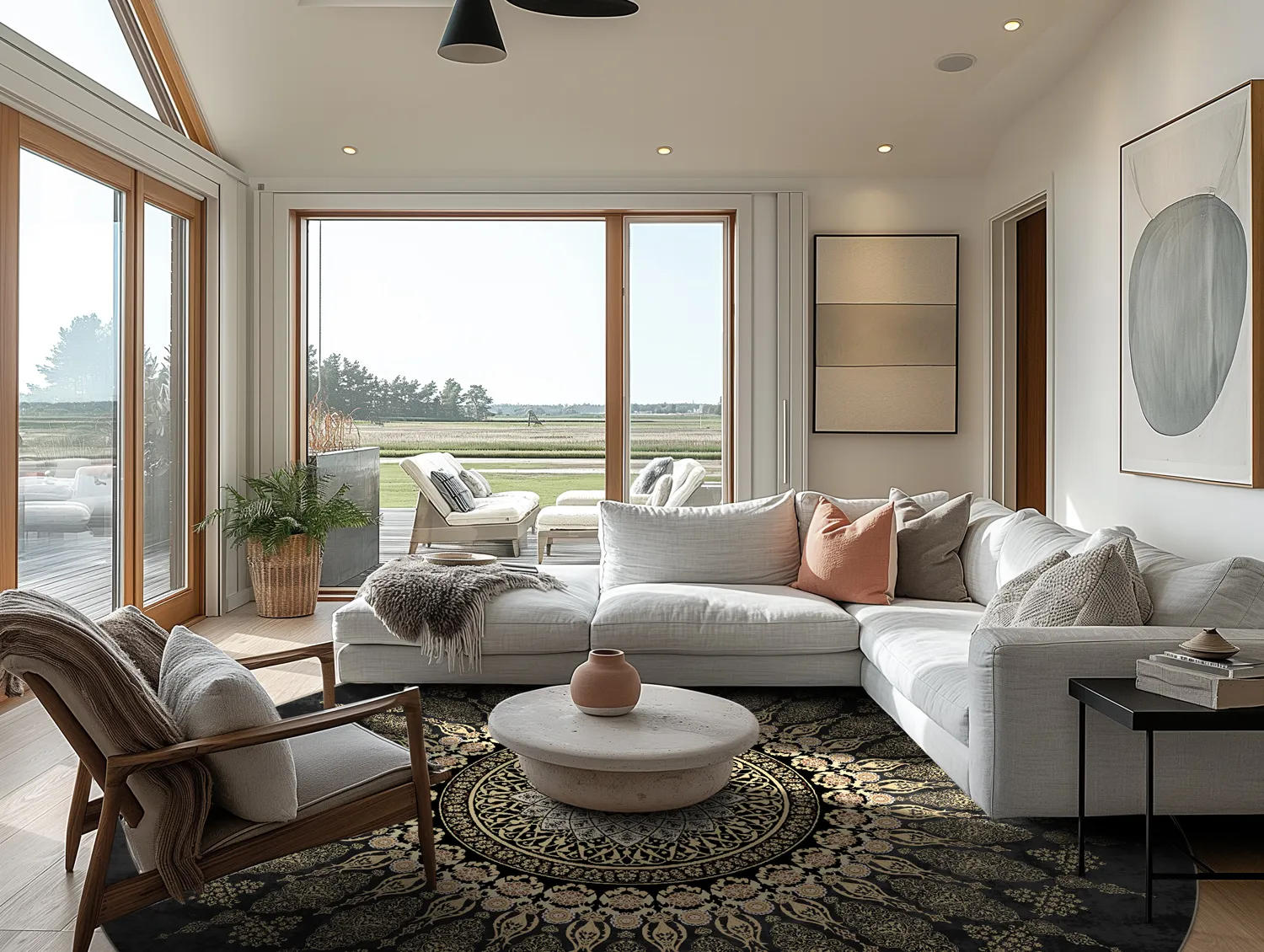 Round rug - Sandrigo (black/gold)