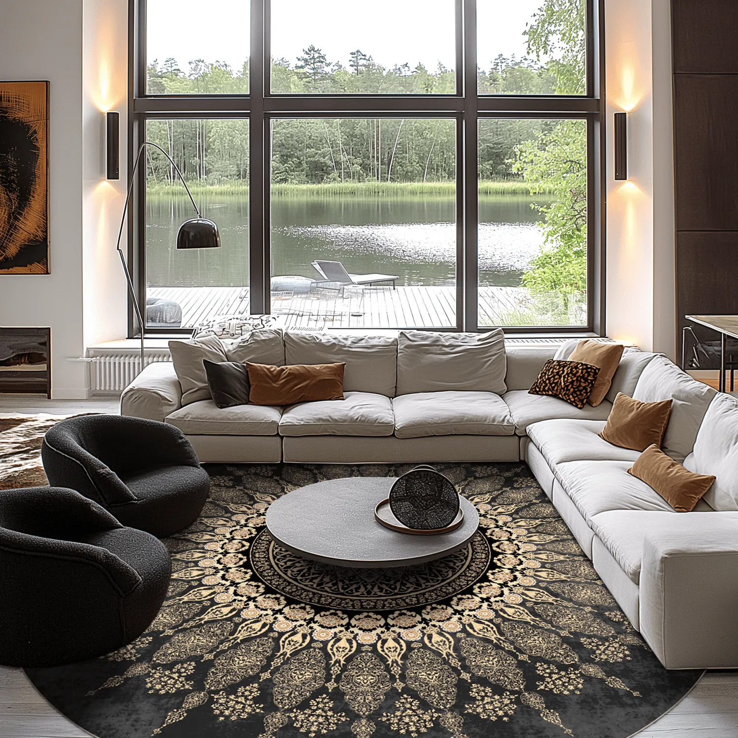 Round rug - Sandrigo (black/gold)