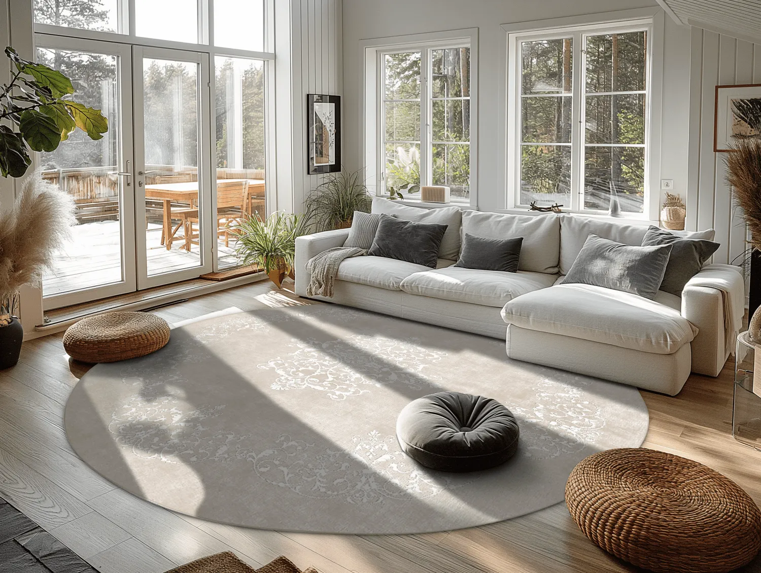 Round rug - Santi (beige/white)