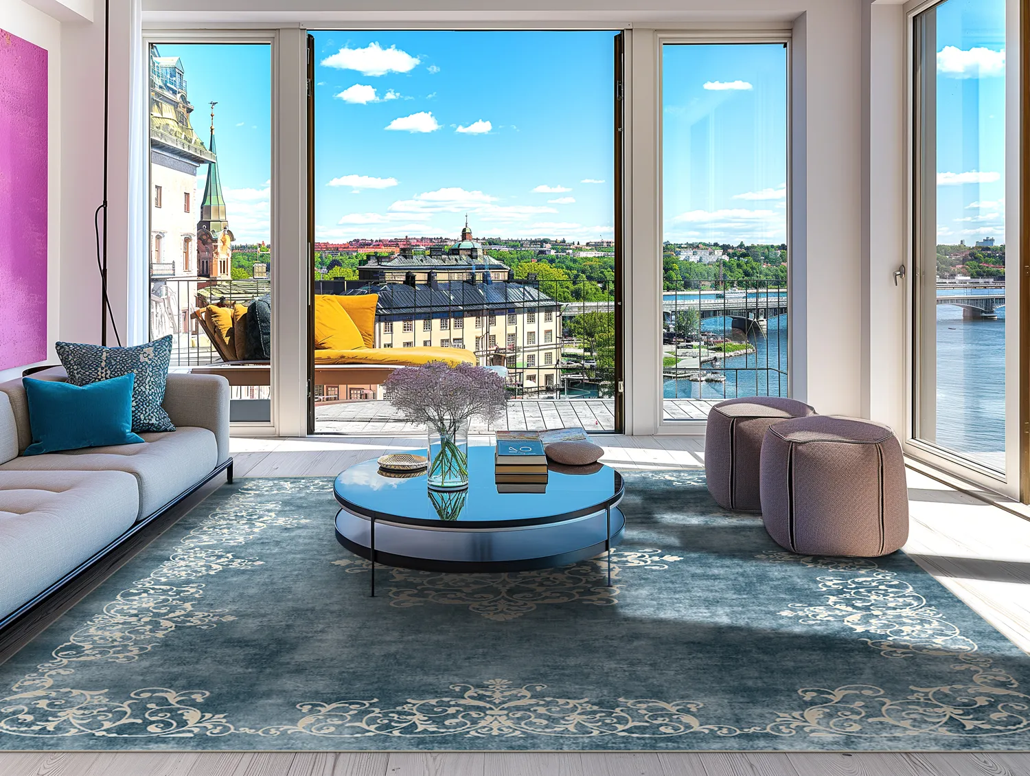 Wilton rug - Santi (blue/beige)