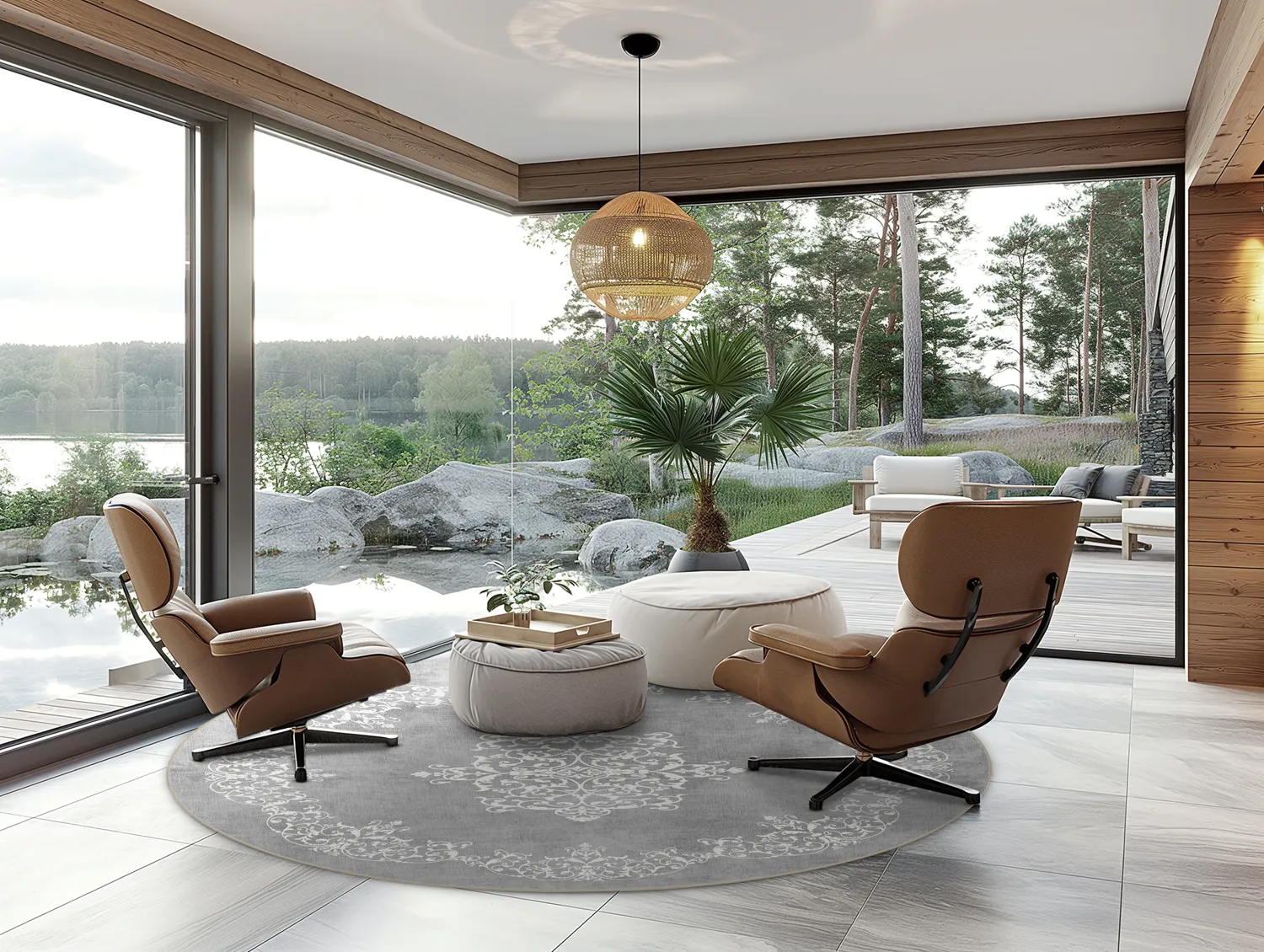 Round rug - Santi (grey/white)