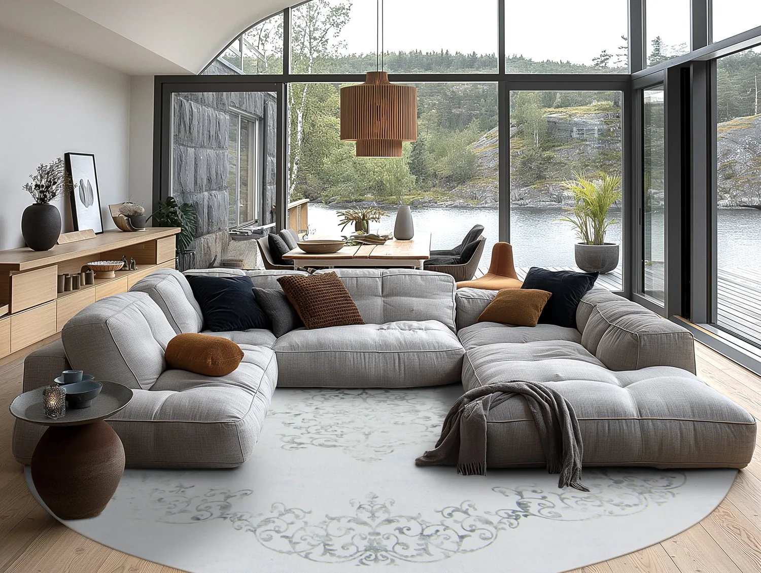 Round rug - Santi (white/grey)