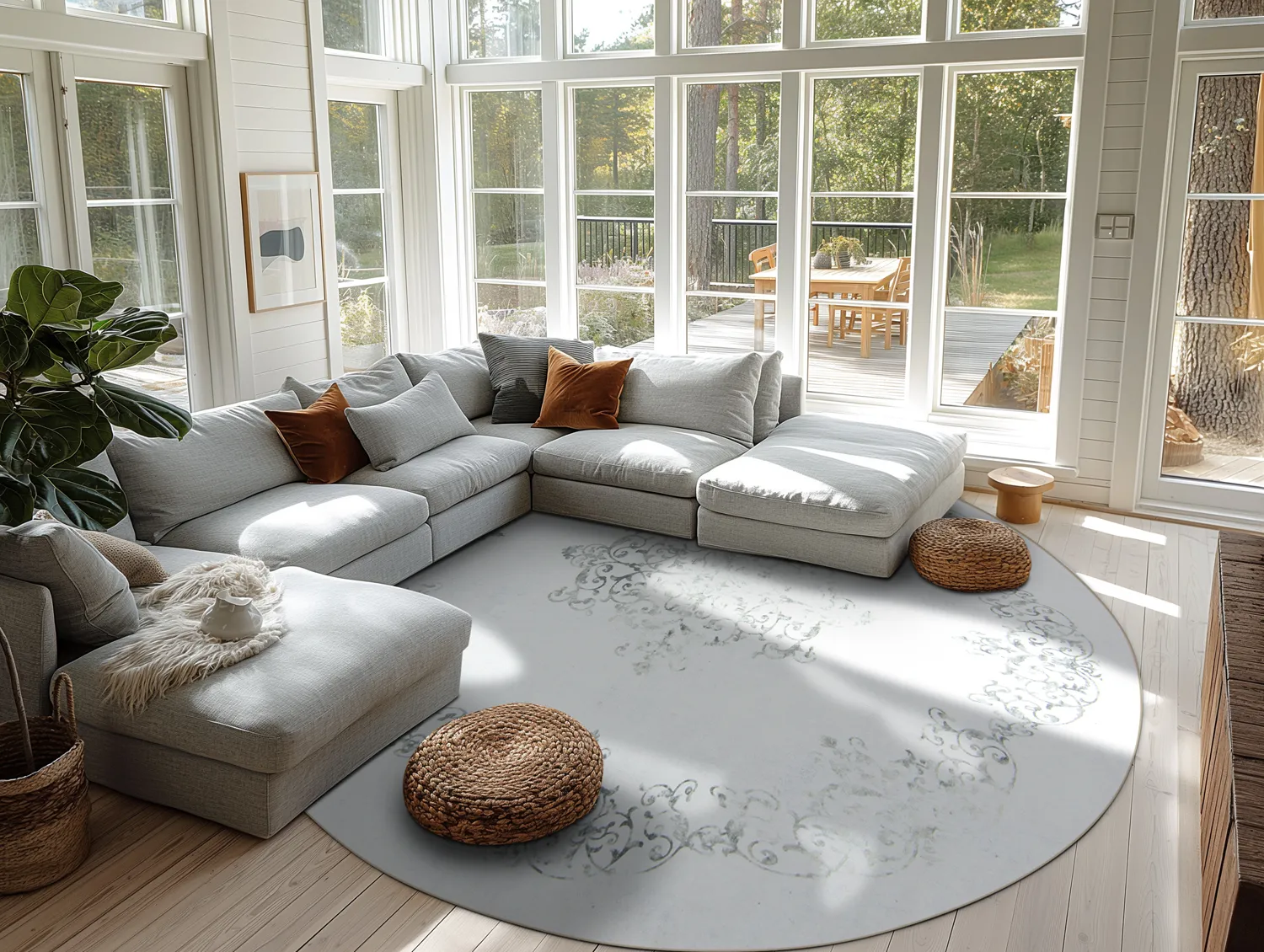 Round rug - Santi (white/grey)