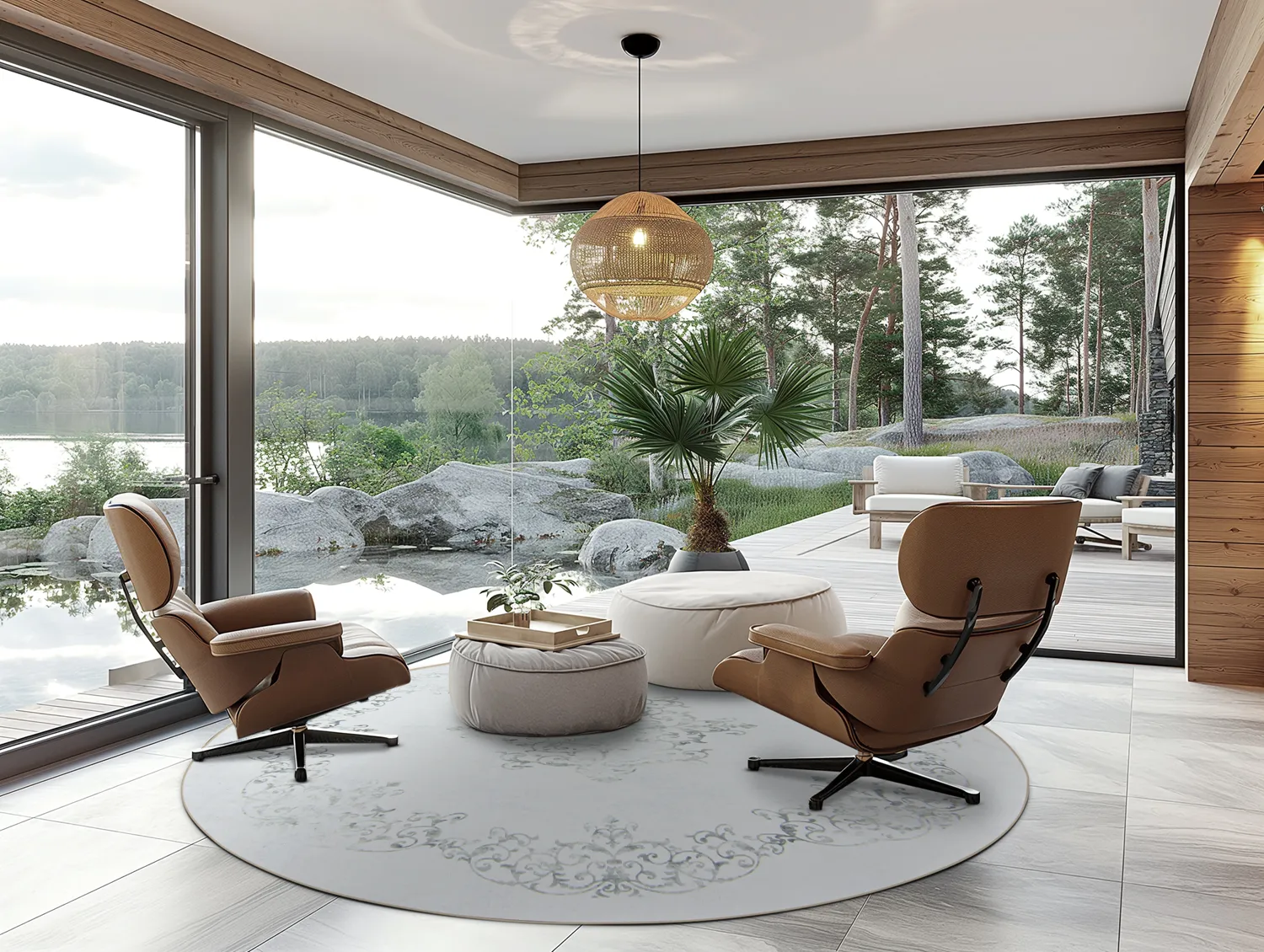 Round rug - Santi (white/grey)