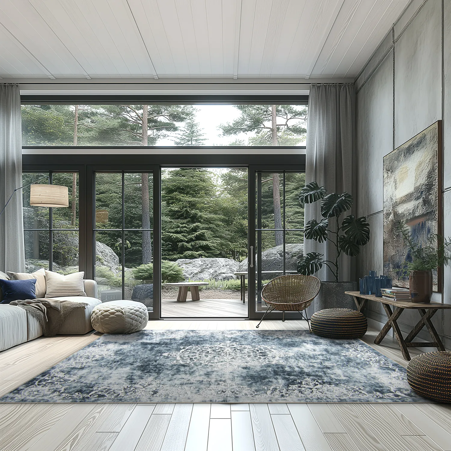 Wilton rug - Santi (bluish grey/white)