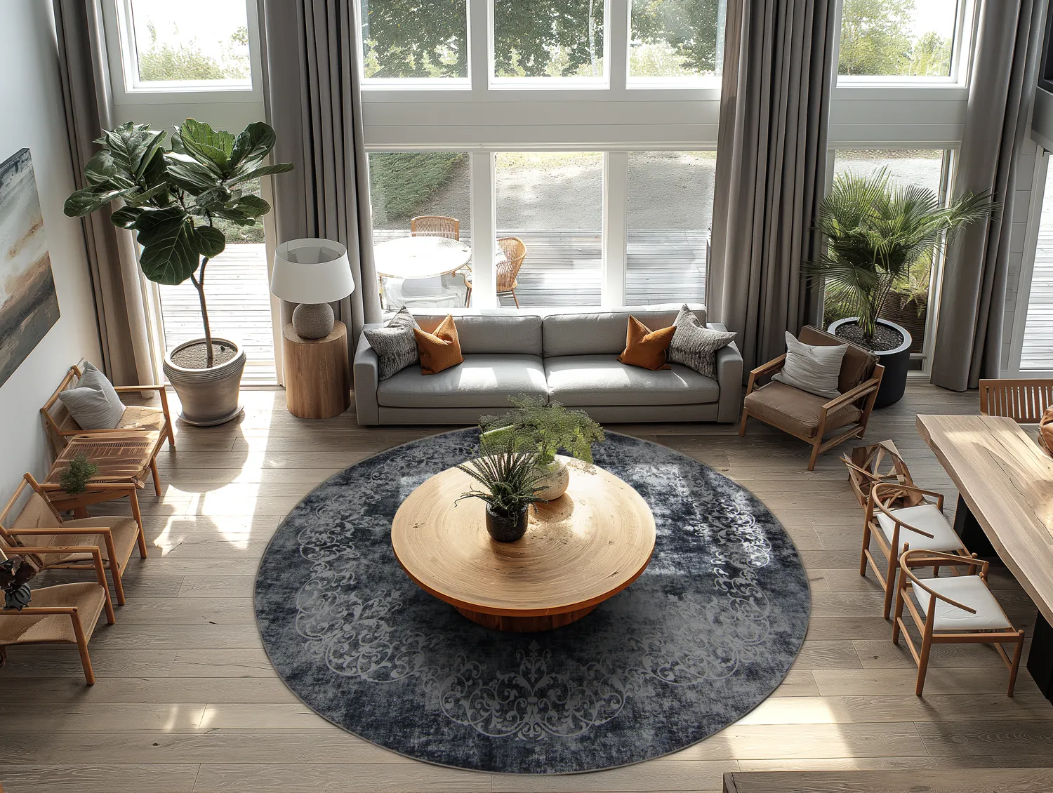 Round rug - Santi (bluish grey/white)