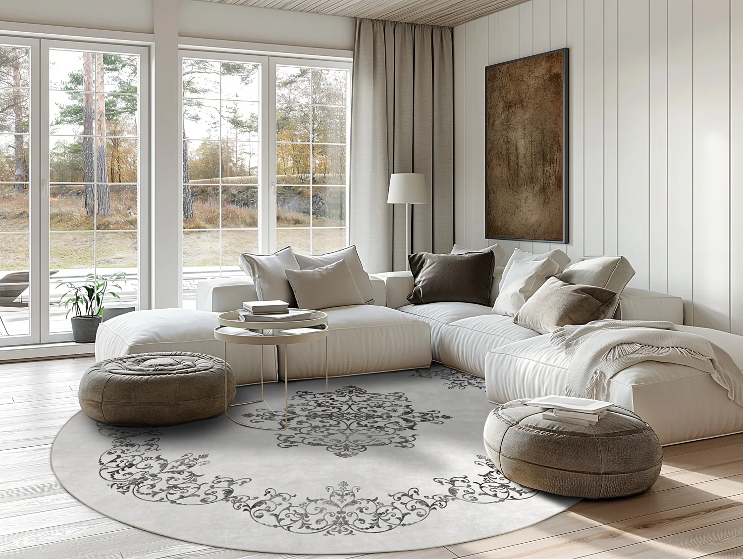 Round rug - Santi (white/black)