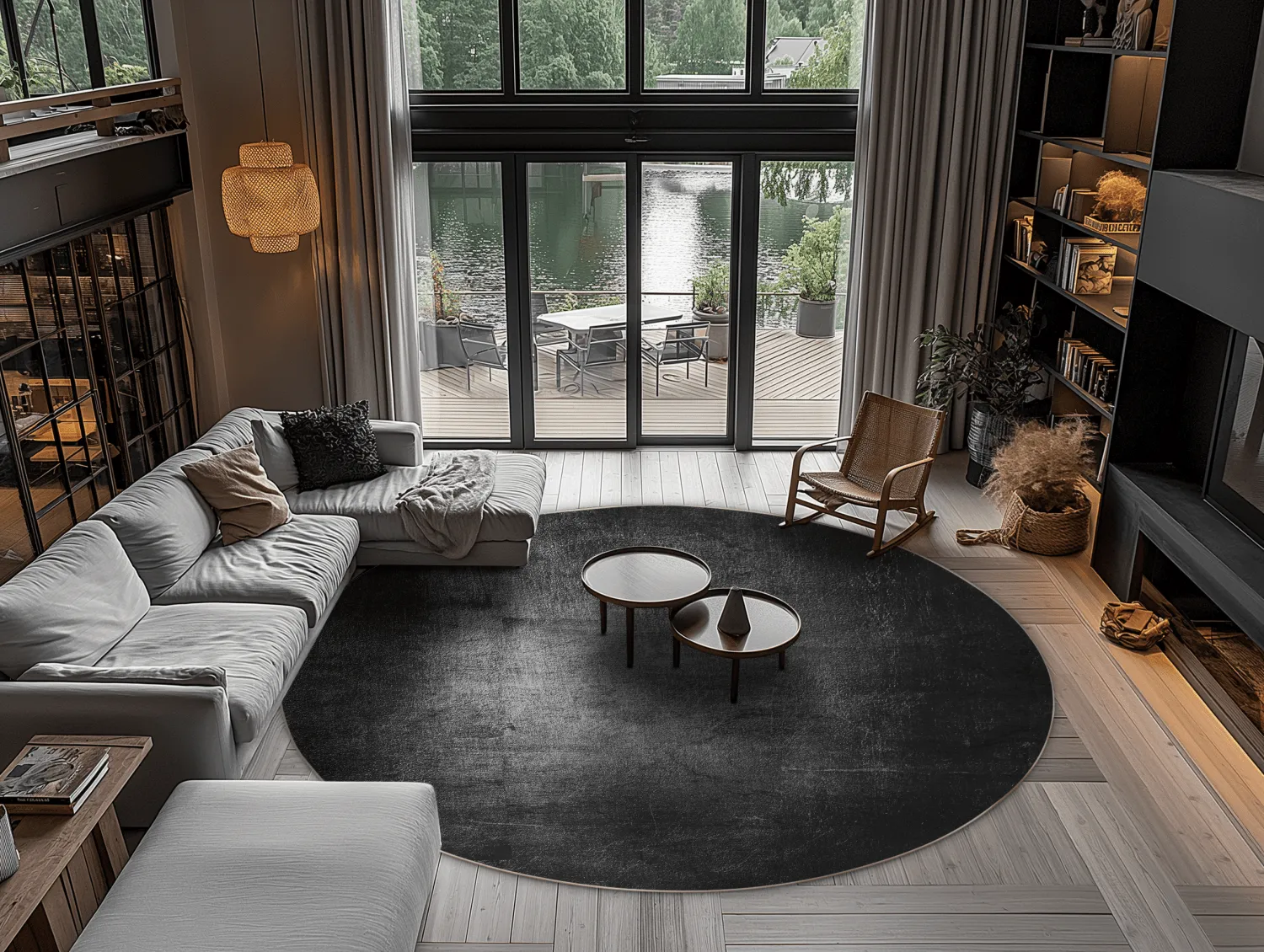 Round rug - Serifos (dark grey)