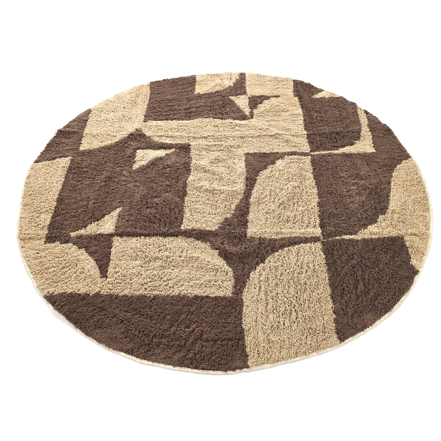 Round rug - Siberia Natural Cotton Shaggy (beige/brown)