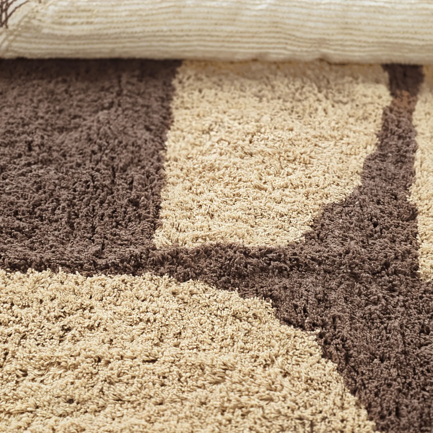 Round rug - Siberia Natural Cotton Shaggy (beige/brown)