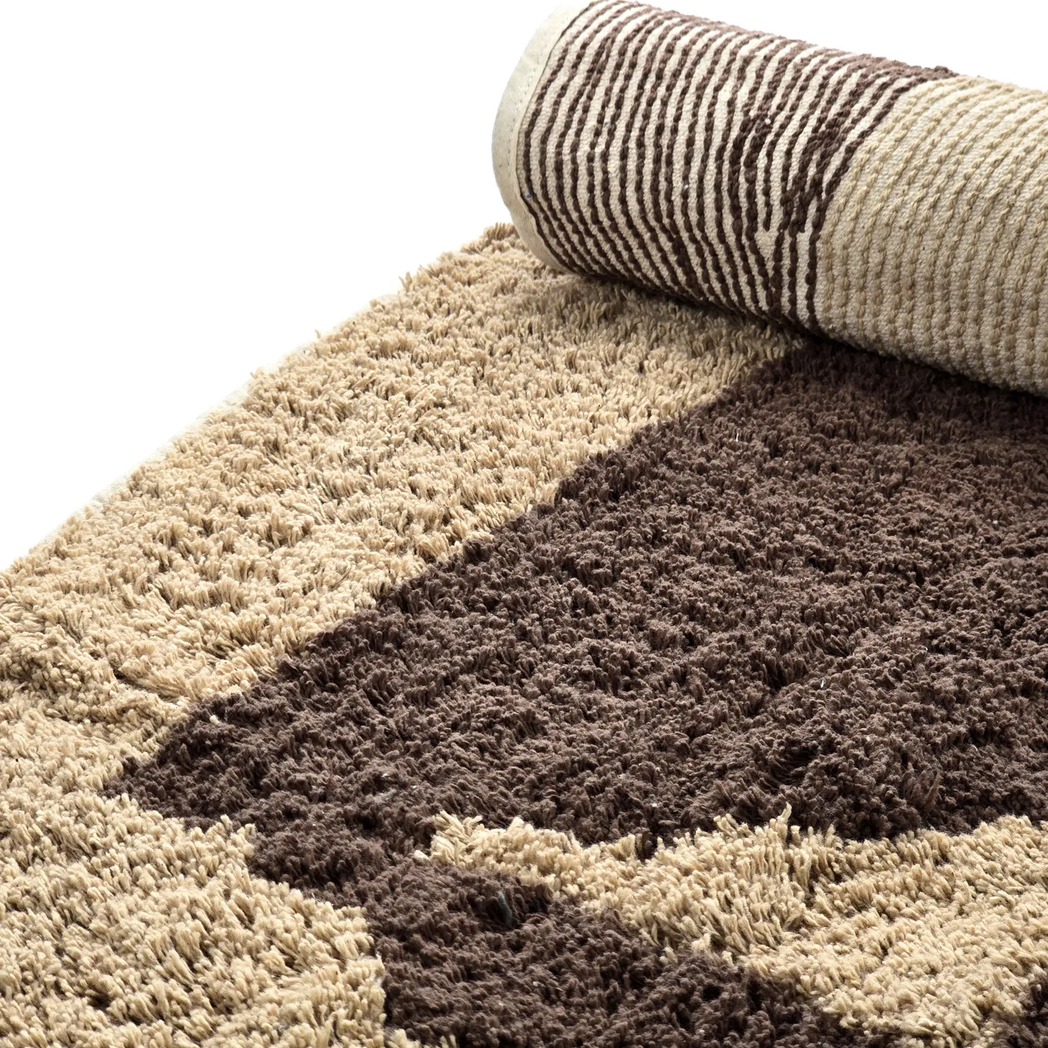 Round rug - Siberia Natural Cotton Shaggy (beige/brown)