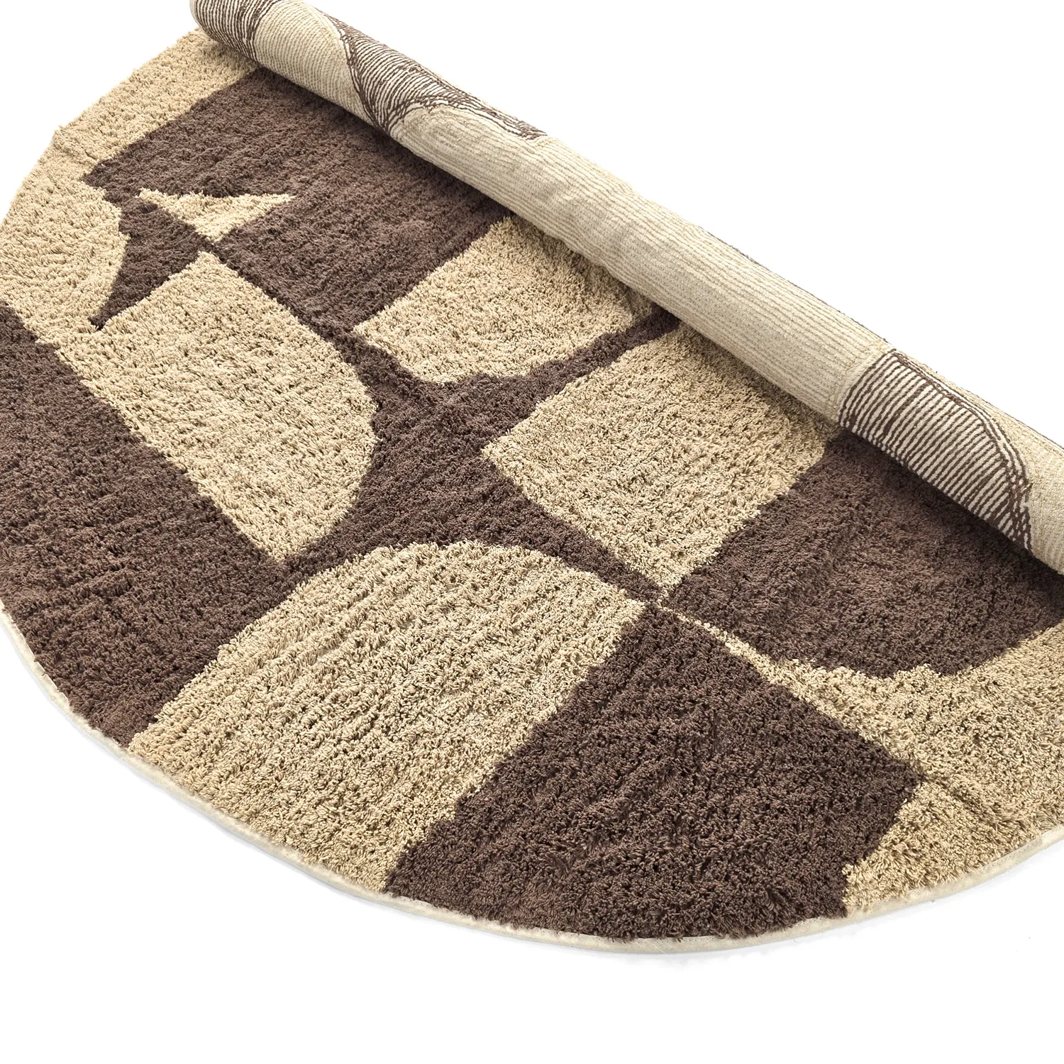 Round rug - Siberia Natural Cotton Shaggy (beige/brown)