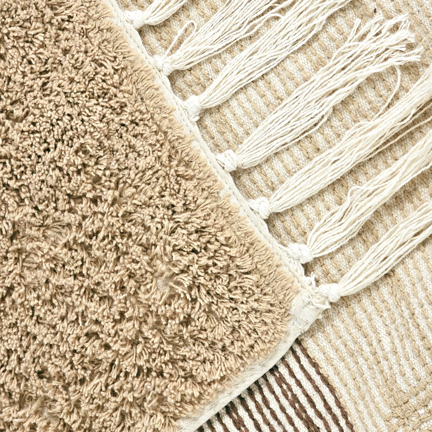 Shaggy rugs - Siberia Natural Cotton Shaggy (beige/brown)