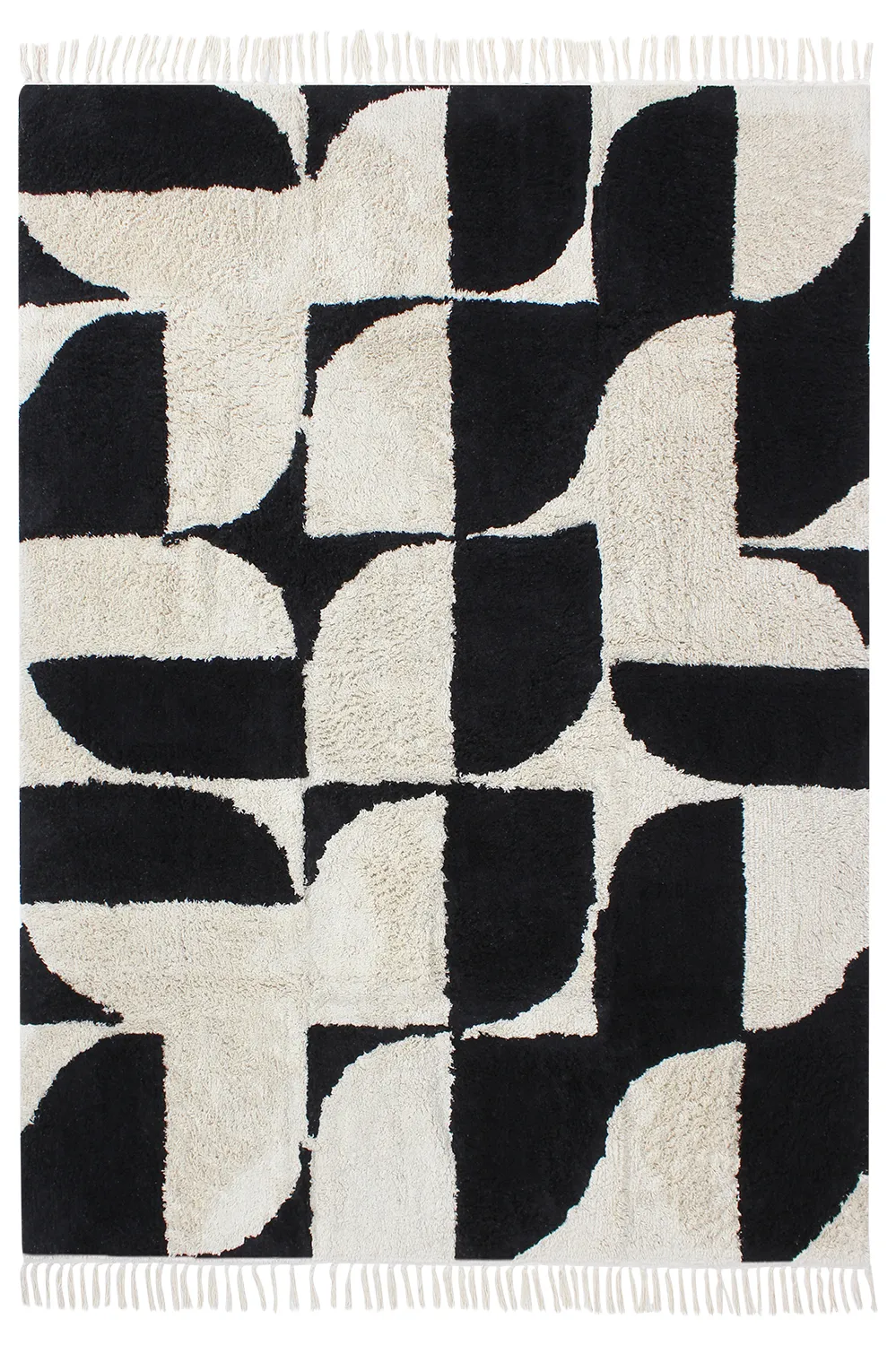 Shaggy rugs - Siberia Natural Cotton Shaggy (offwhite/black)