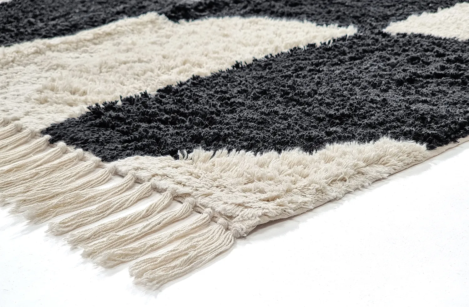 Shaggy rugs - Siberia Natural Cotton Shaggy (offwhite/black)