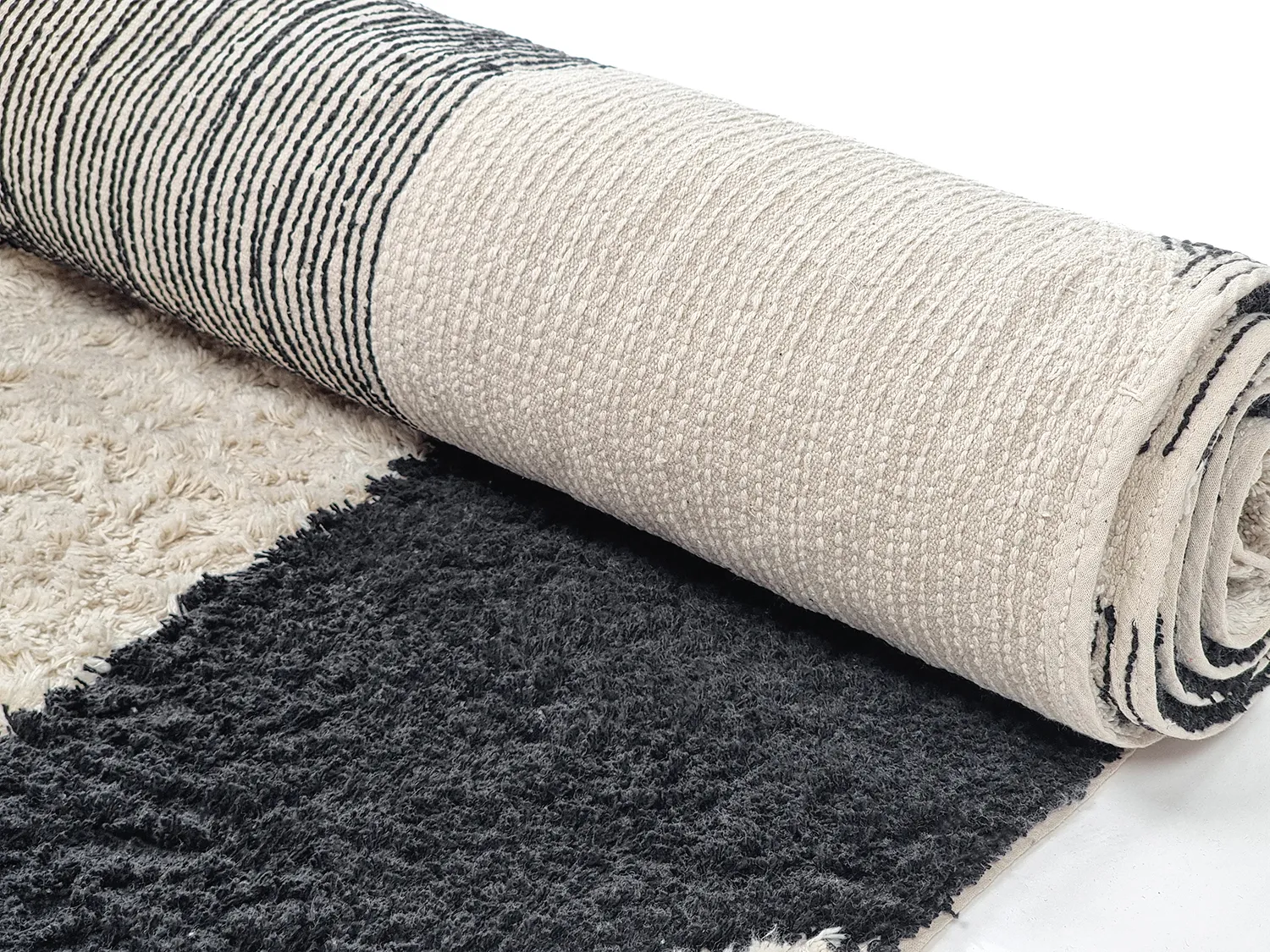 Shaggy rugs - Siberia Natural Cotton Shaggy (offwhite/black)