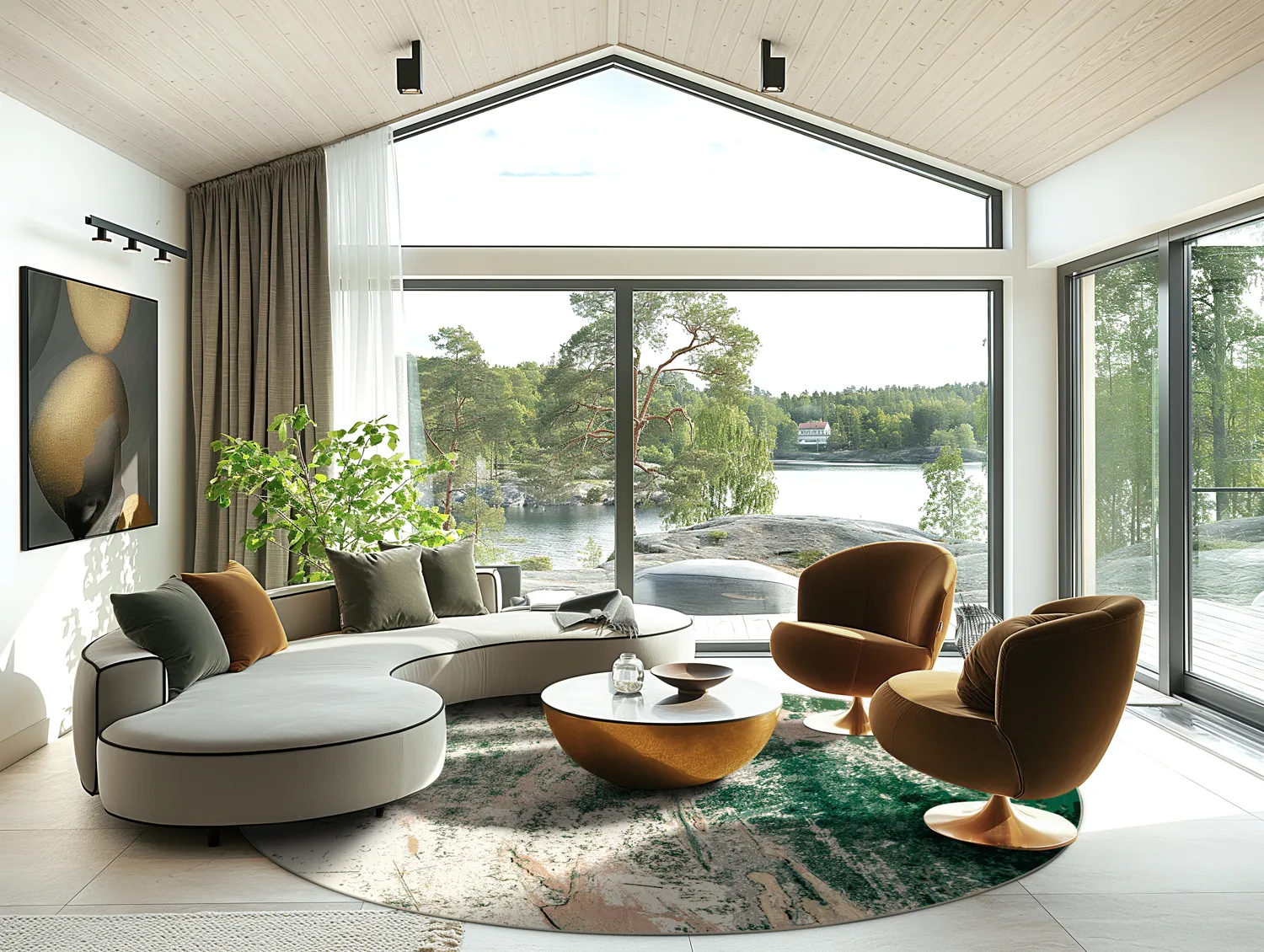 Round rug - Tamalous (beige/green)
