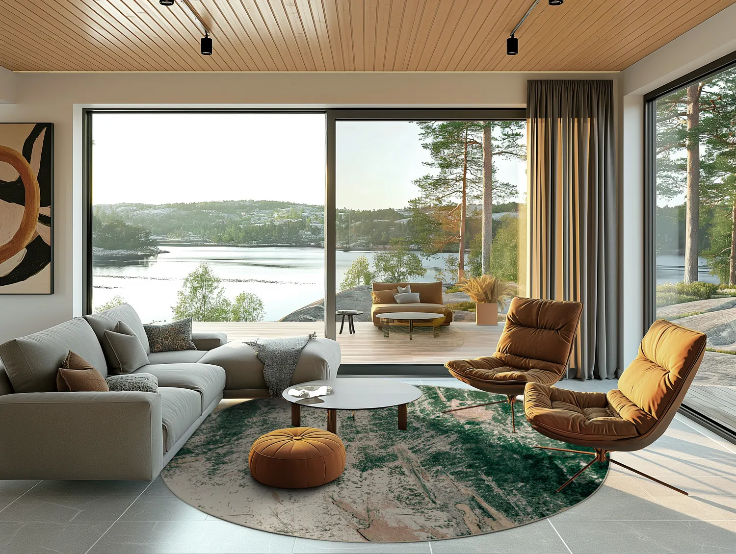 Round rug - Tamalous (beige/green)