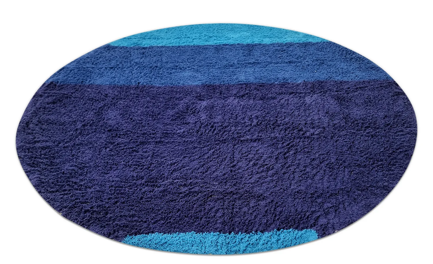 Round rug - Taro Natural Cotton Shaggy (blue)