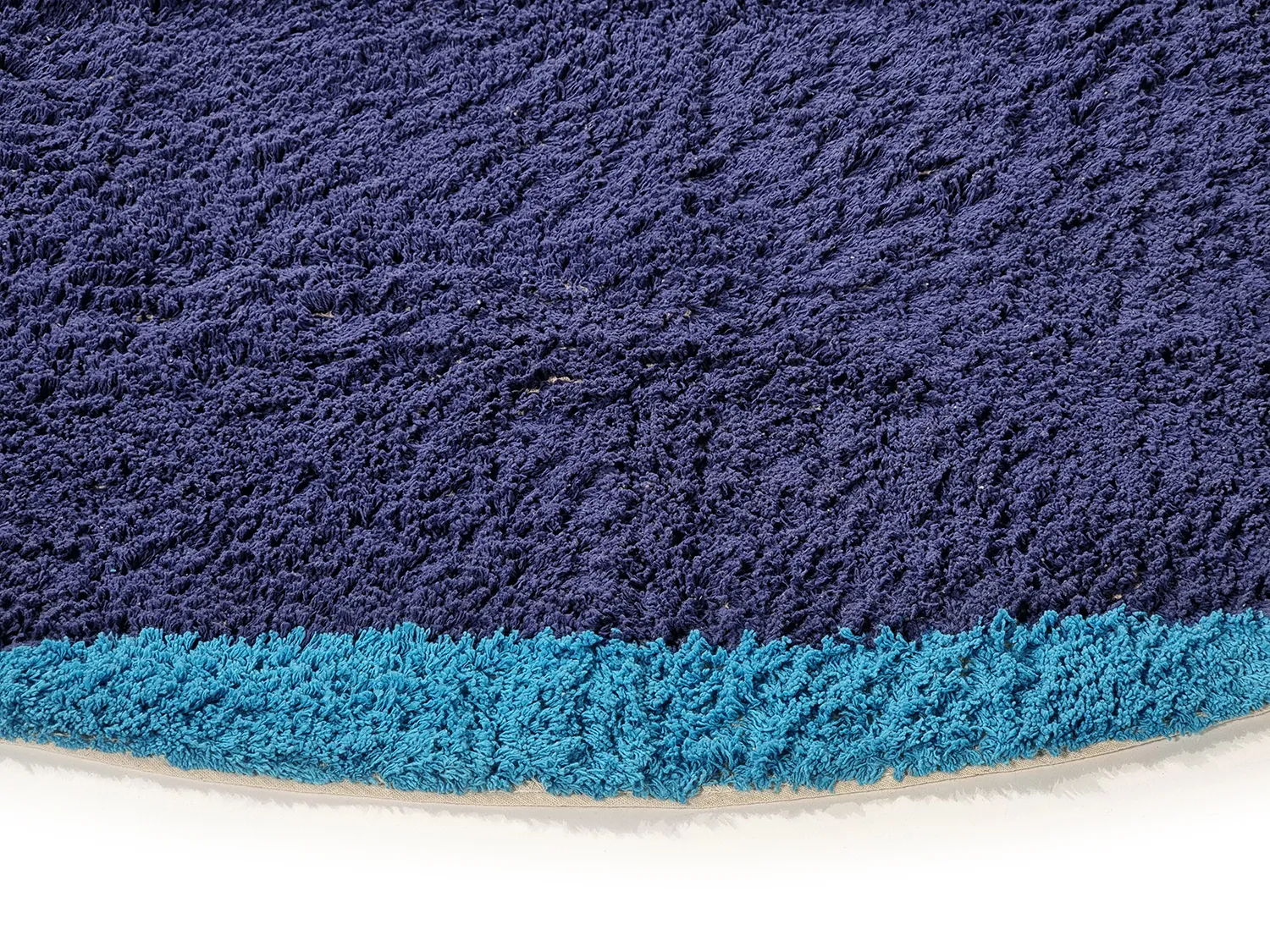 Round rug - Taro Natural Cotton Shaggy (blue)
