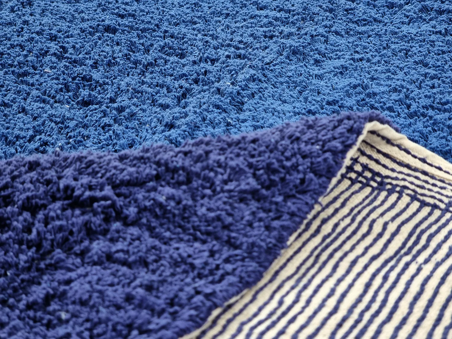 Round rug - Taro Natural Cotton Shaggy (blue)