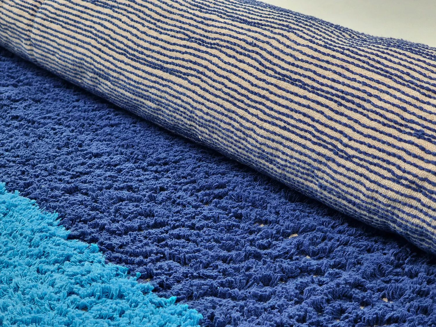 Shaggy rugs - Taro Natural Cotton Shaggy (blue)