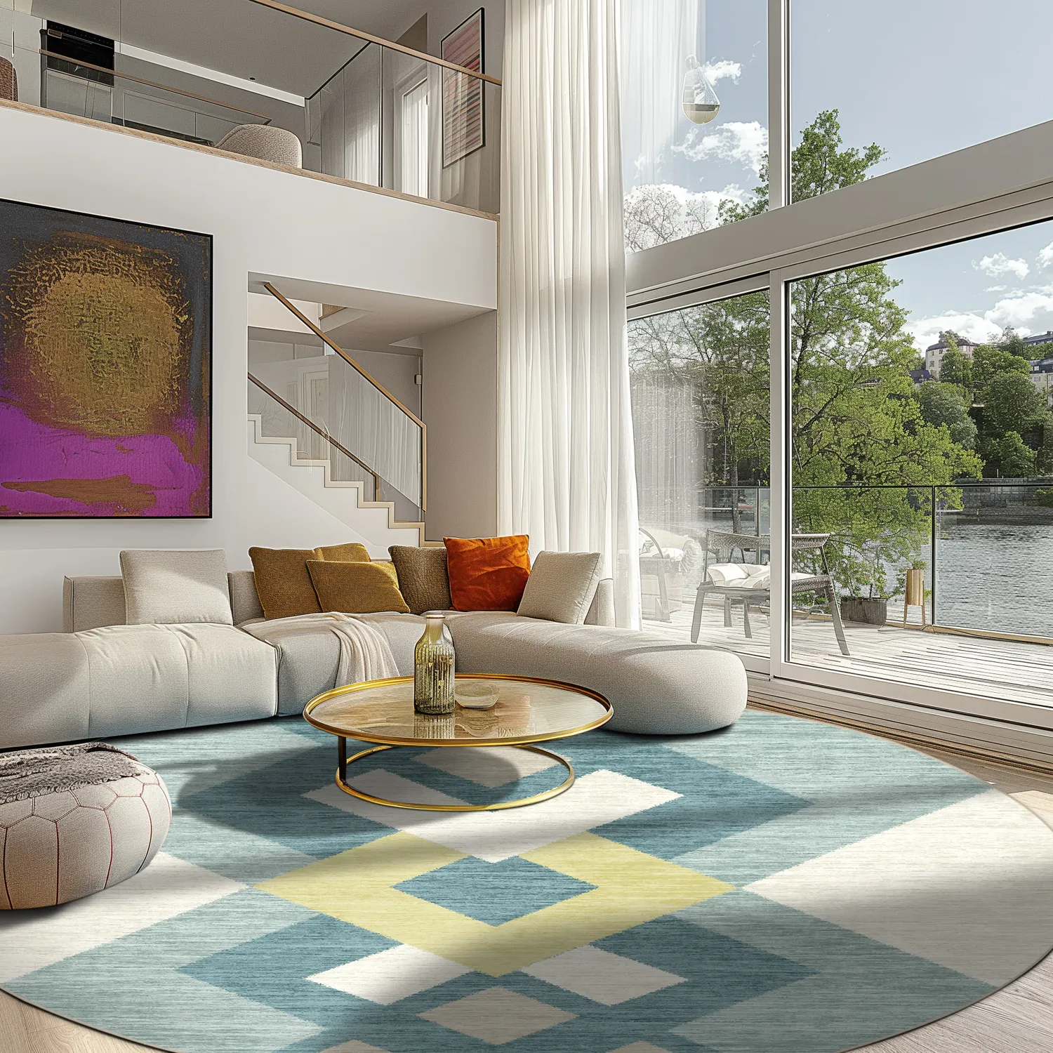 Round rug - Temara (blue/multi)
