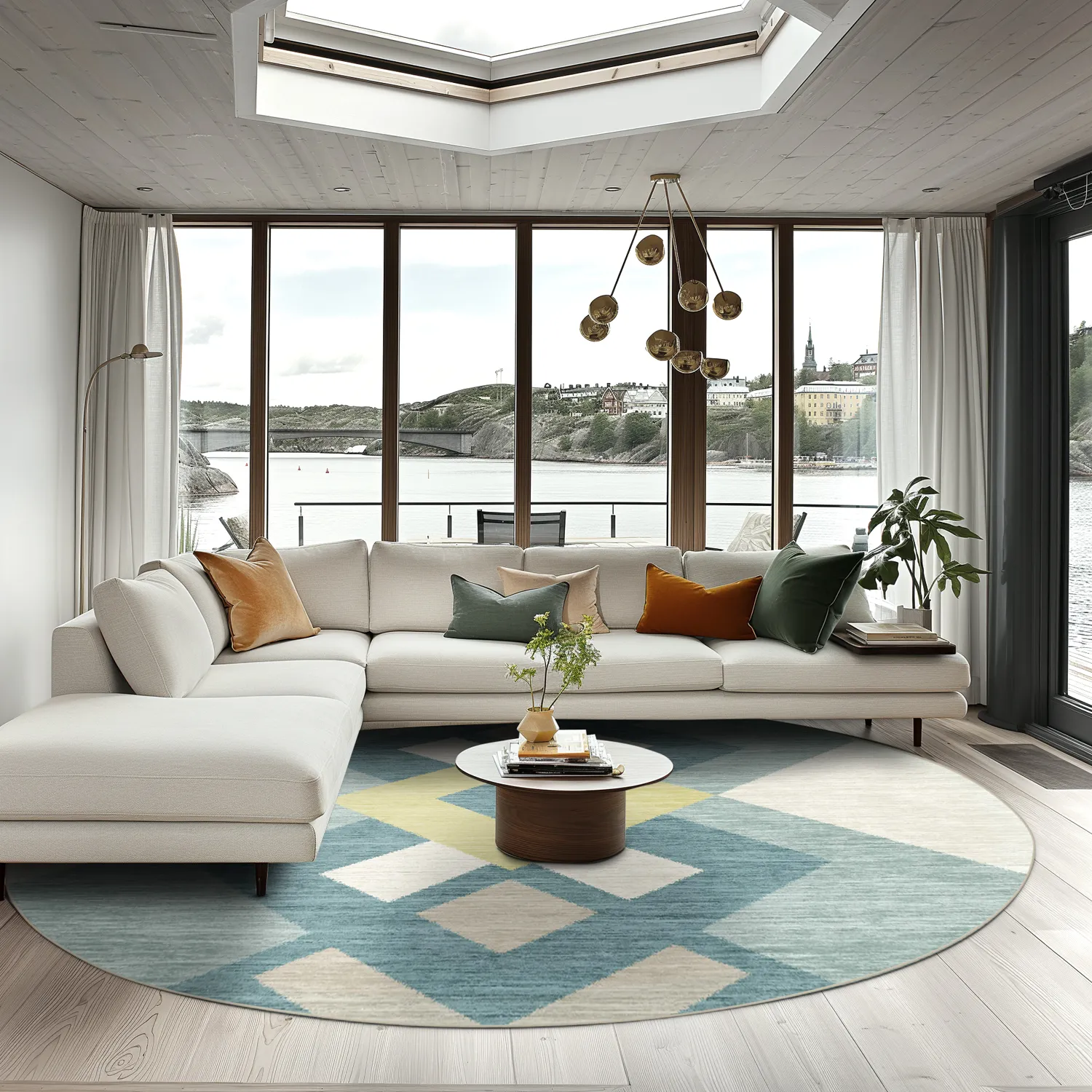 Round rug - Temara (blue/multi)